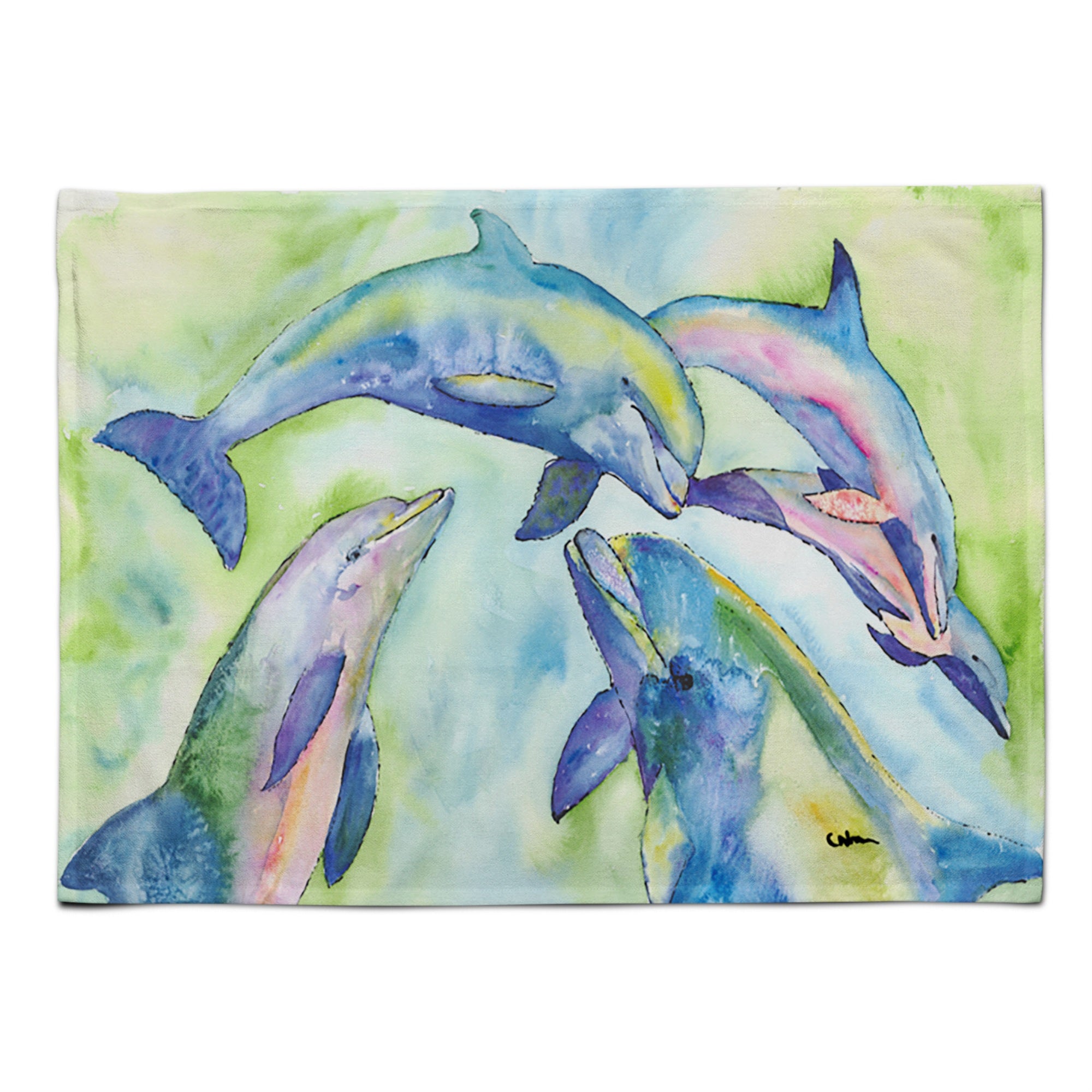 'Caroline'S Treasures 8548Plmt Dolphin Fabric Placemat, Multicolor''