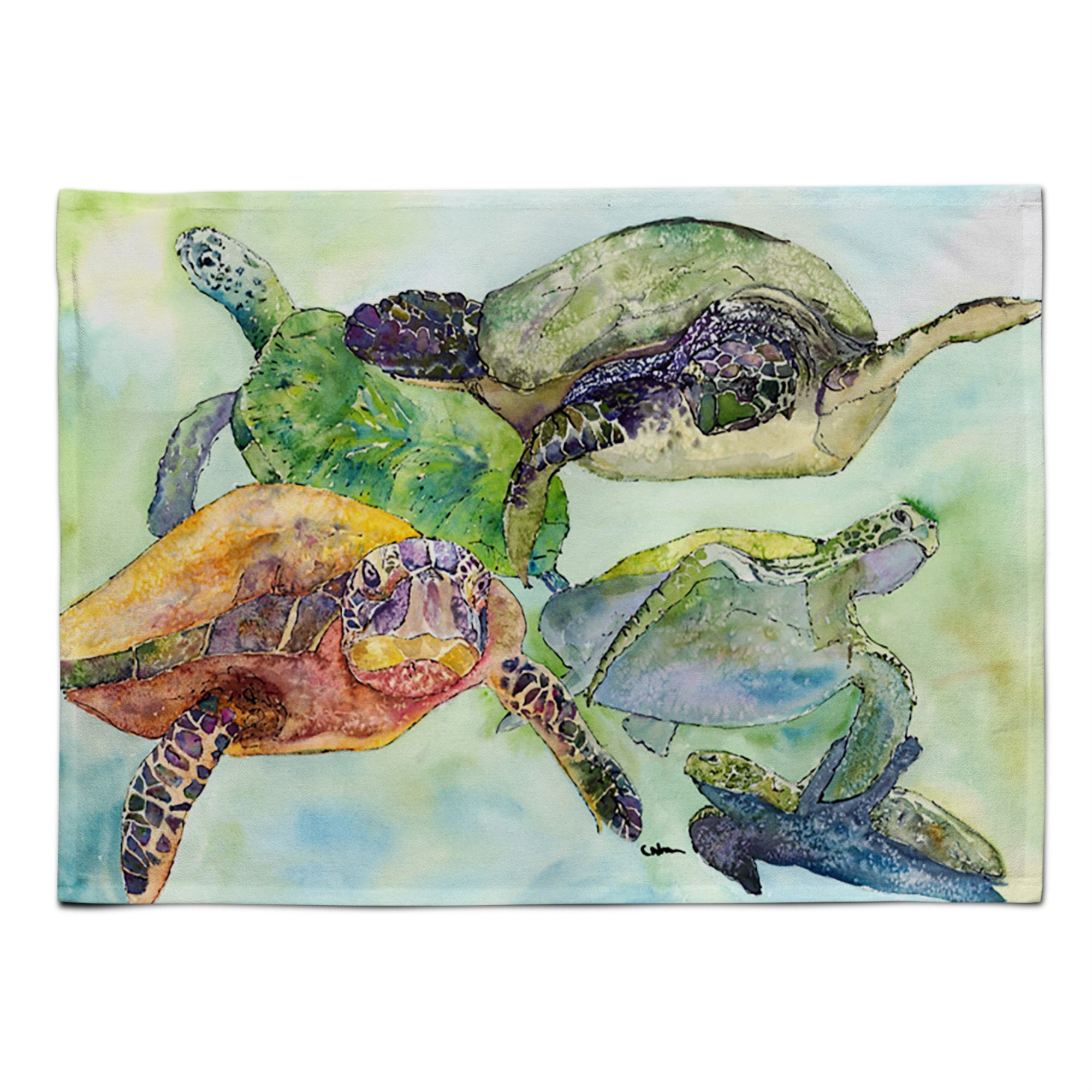 'Caroline'S Treasures 8549Plmt Turtle Fabric Placemat, Multicolor''