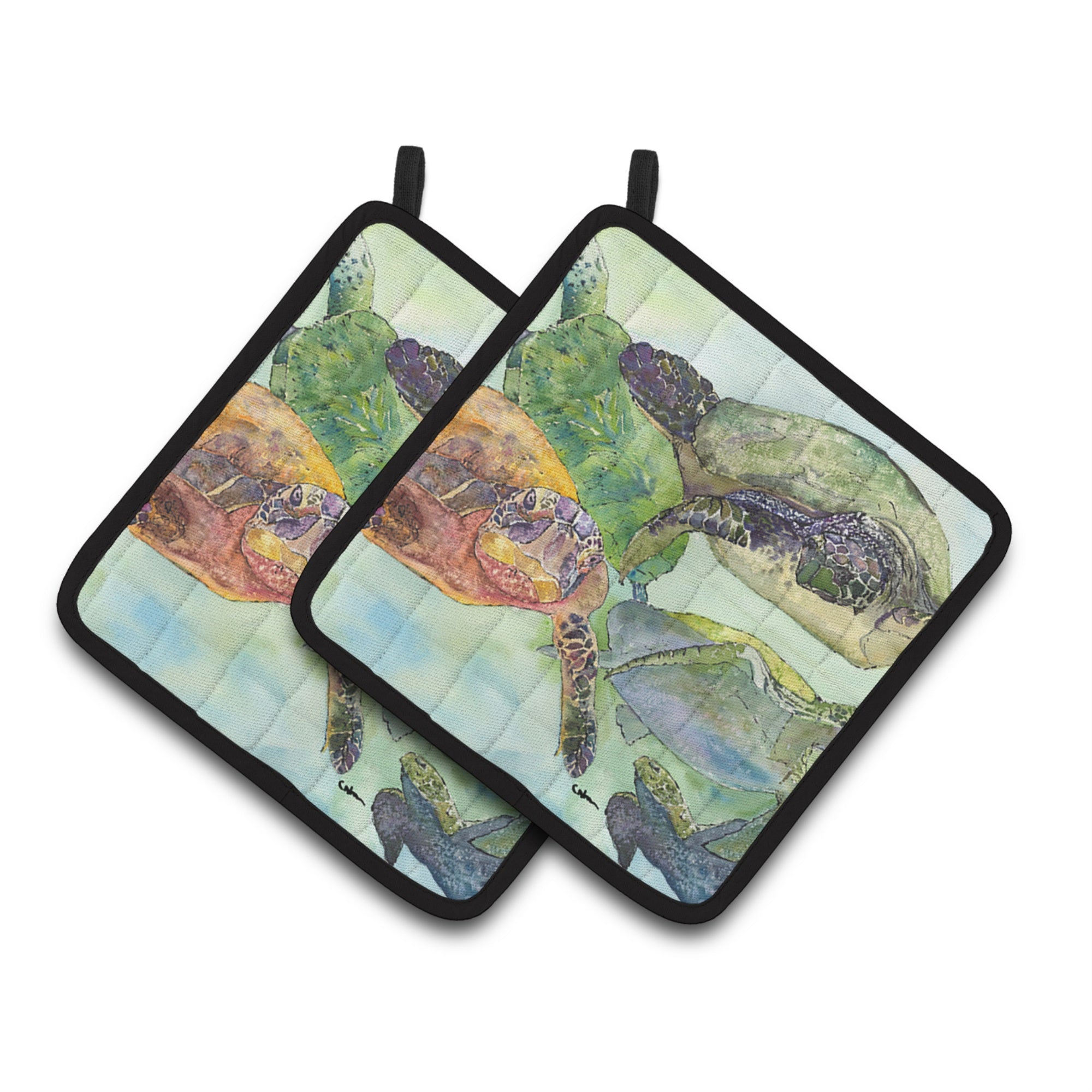 'Caroline'S Treasures Turtle Pair Of Pot Holders 8549Pthd, 7.5Hx7.5W, Multicolor''