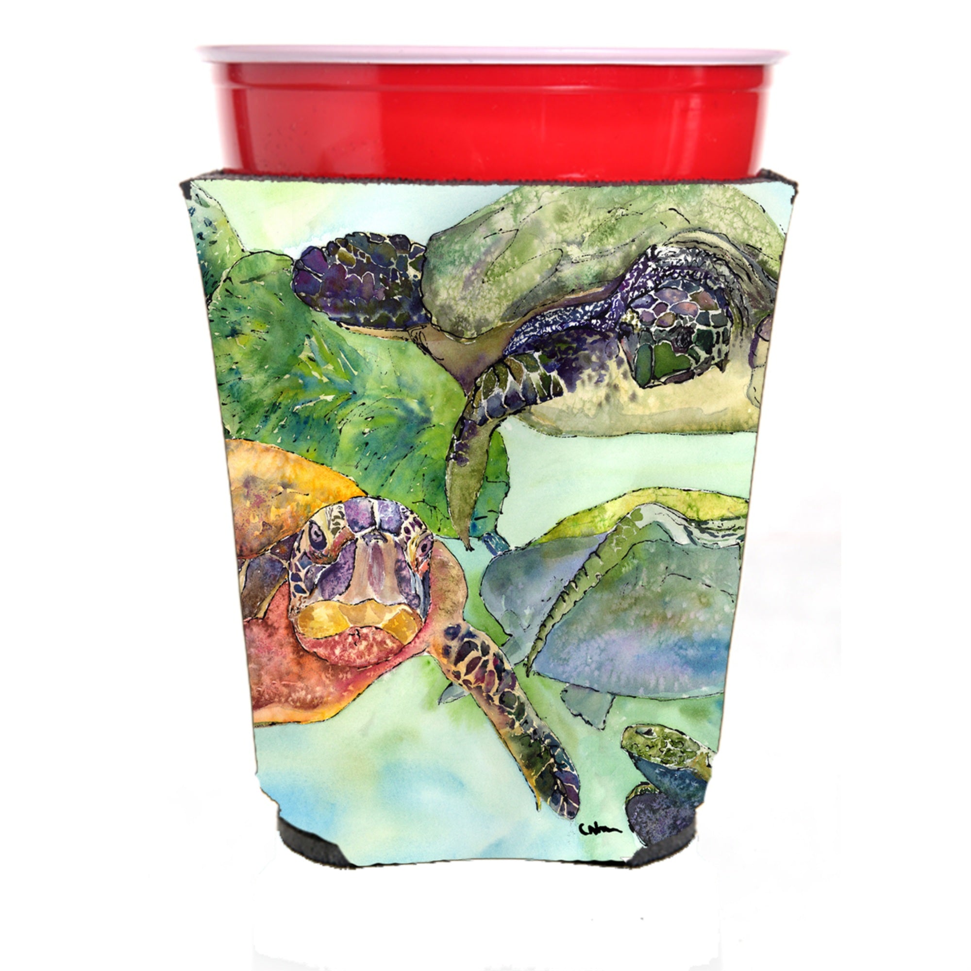 Turtle  Red Solo Cup Beverage Insulator Hugger