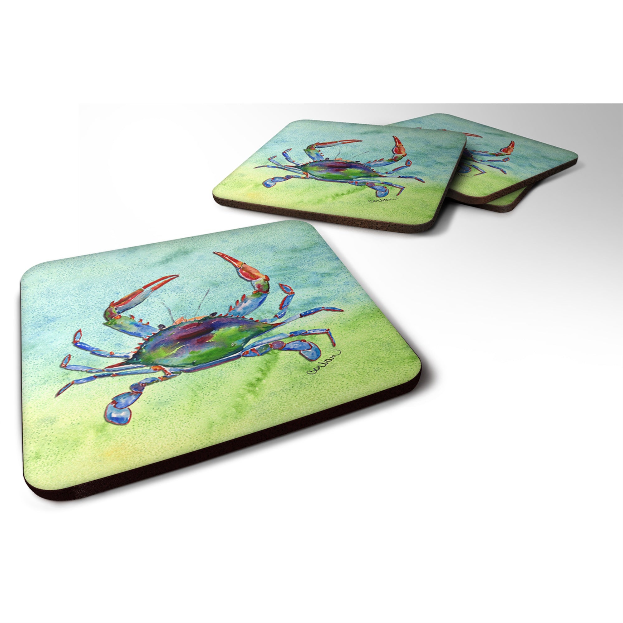 'Caroline'S Treasures 8550Fc Crab Foam Coasters (Set Of 4), 3.5'''' H X 3.5'''' W, Multicolor''