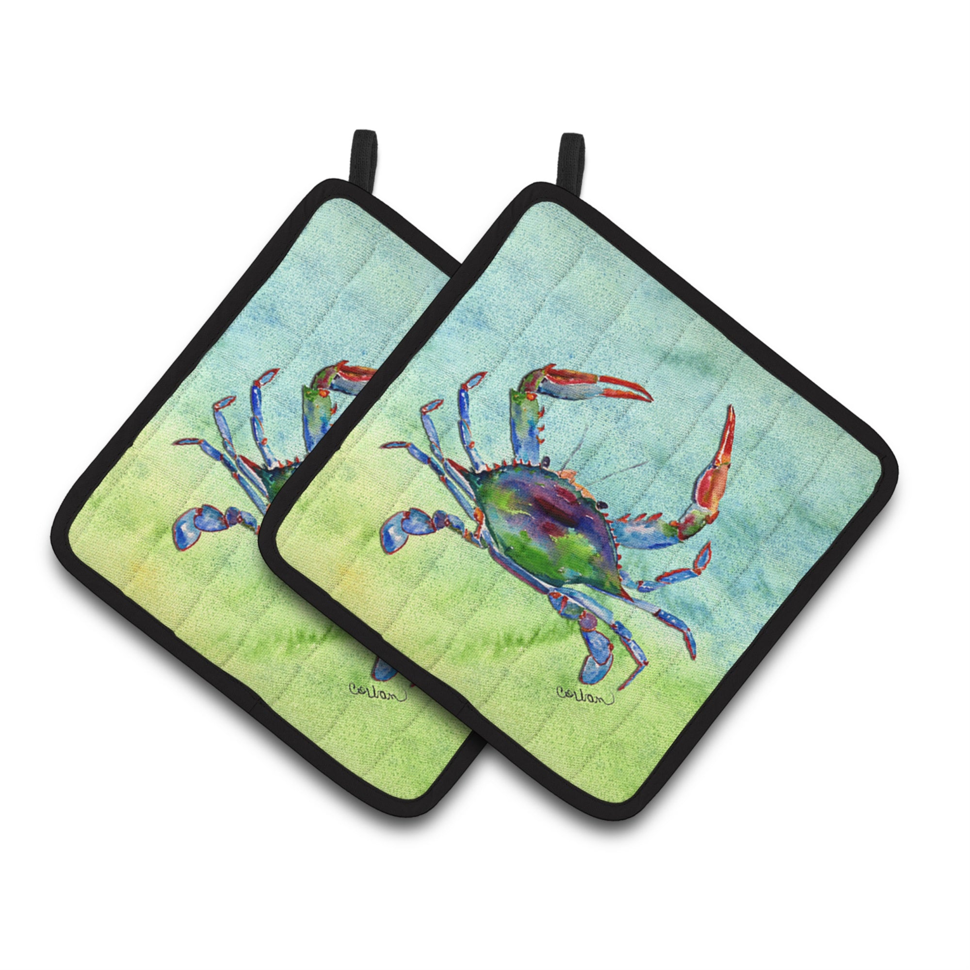 'Caroline'S Treasures Crab Pair Of Pot Holders 8550Pthd, 7.5Hx7.5W, Multicolor''