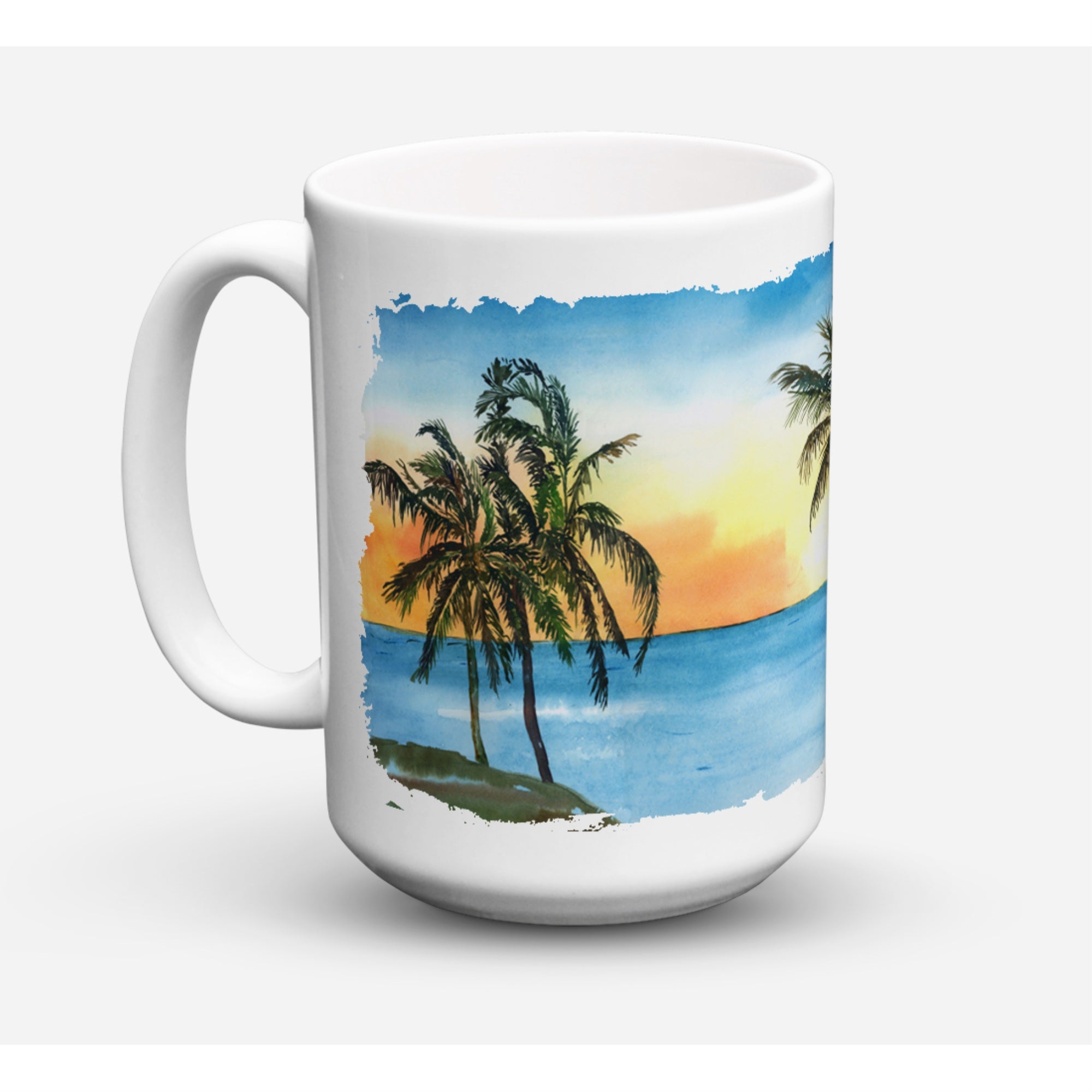 Carolines Treasures 8551CM15 Palm Tree Dishwasher Safe Microwavable Ceramic Coffee Mug 15 oz Multicolor