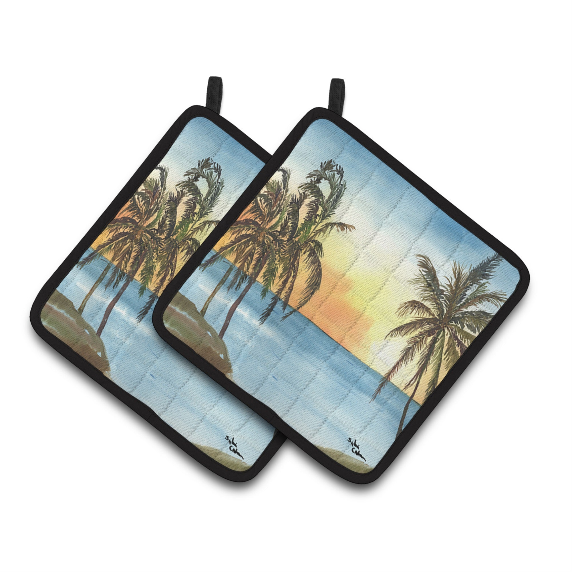 'Caroline'S Treasures Palm Tree Pair Of Pot Holders 8551Pthd, 7.5Hx7.5W, Multicolor''