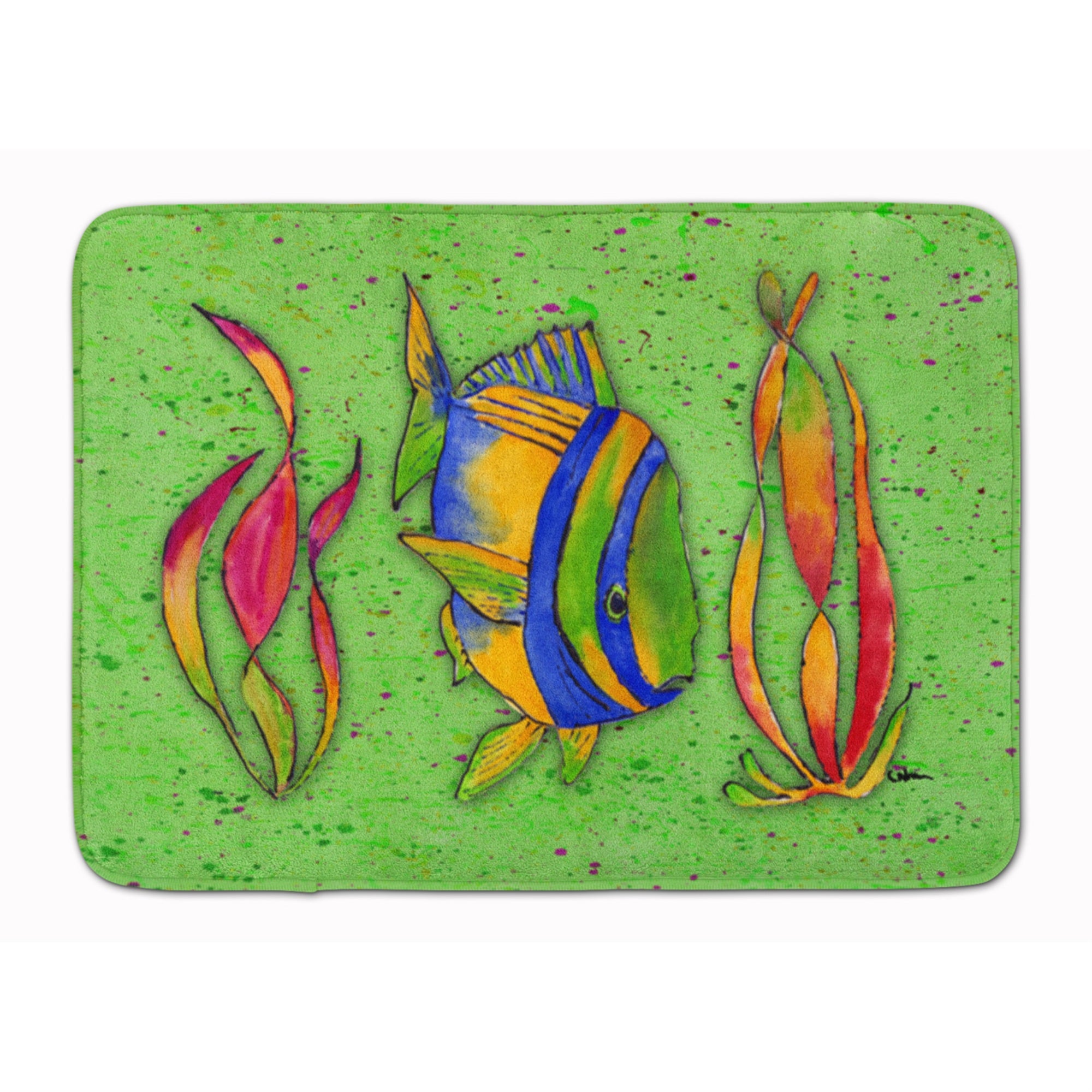 'Caroline'S Treasures Tropical Fish On Green Floor Mat, 19'''' X 27'''', Multicolor''