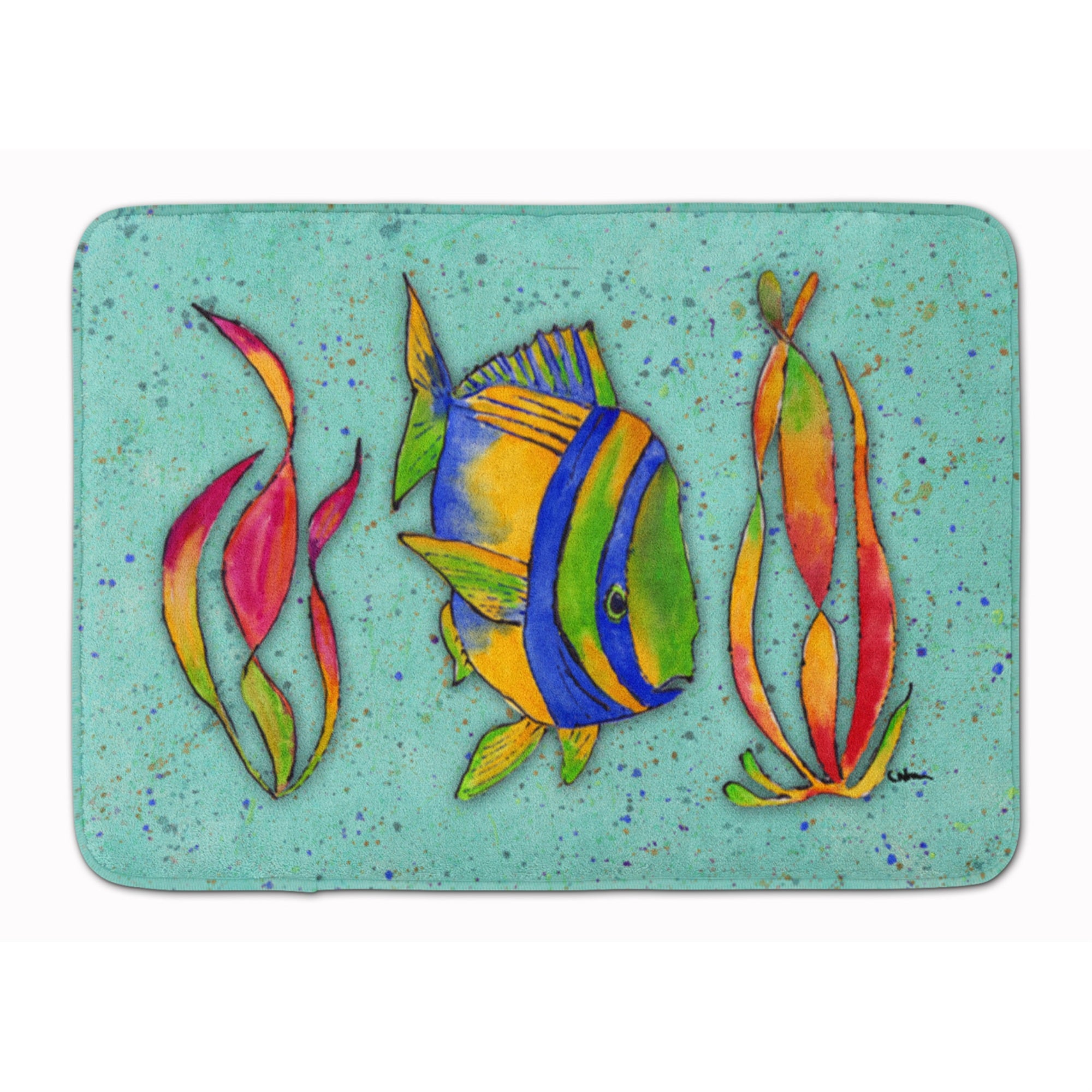 'Caroline'S Treasures Tropical Fish On Teal Floor Mat, 19'''' X 27'''', Multicolor''