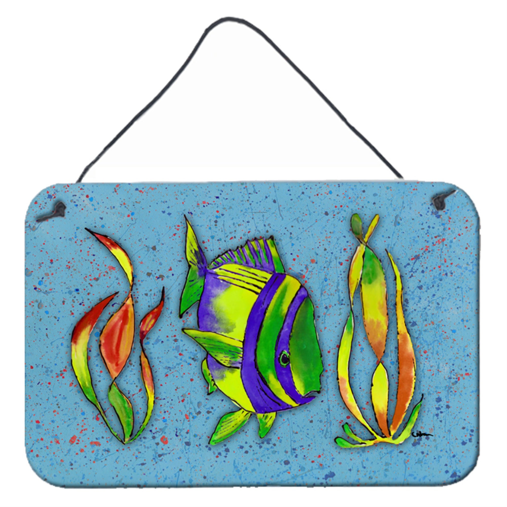 'Caroline'S Treasures 8570Ds812 Tropical Fish On Blue Aluminum Metal Wall Or Door Hanging Prints, 8 X 12''''''