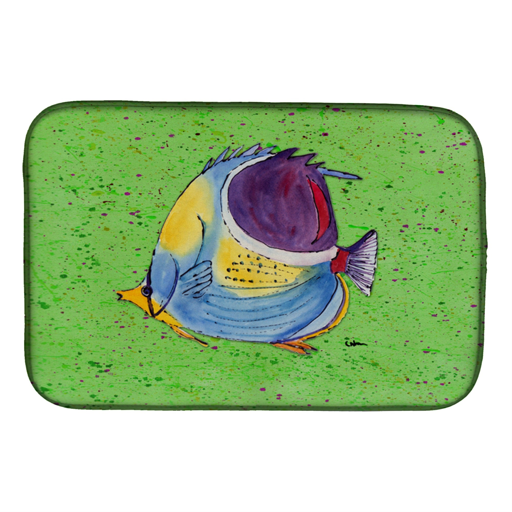 'Caroline'S Treasures Tropical Fish On Green Dish Drying Mat, 14'''' X 21'''', Multicolor''