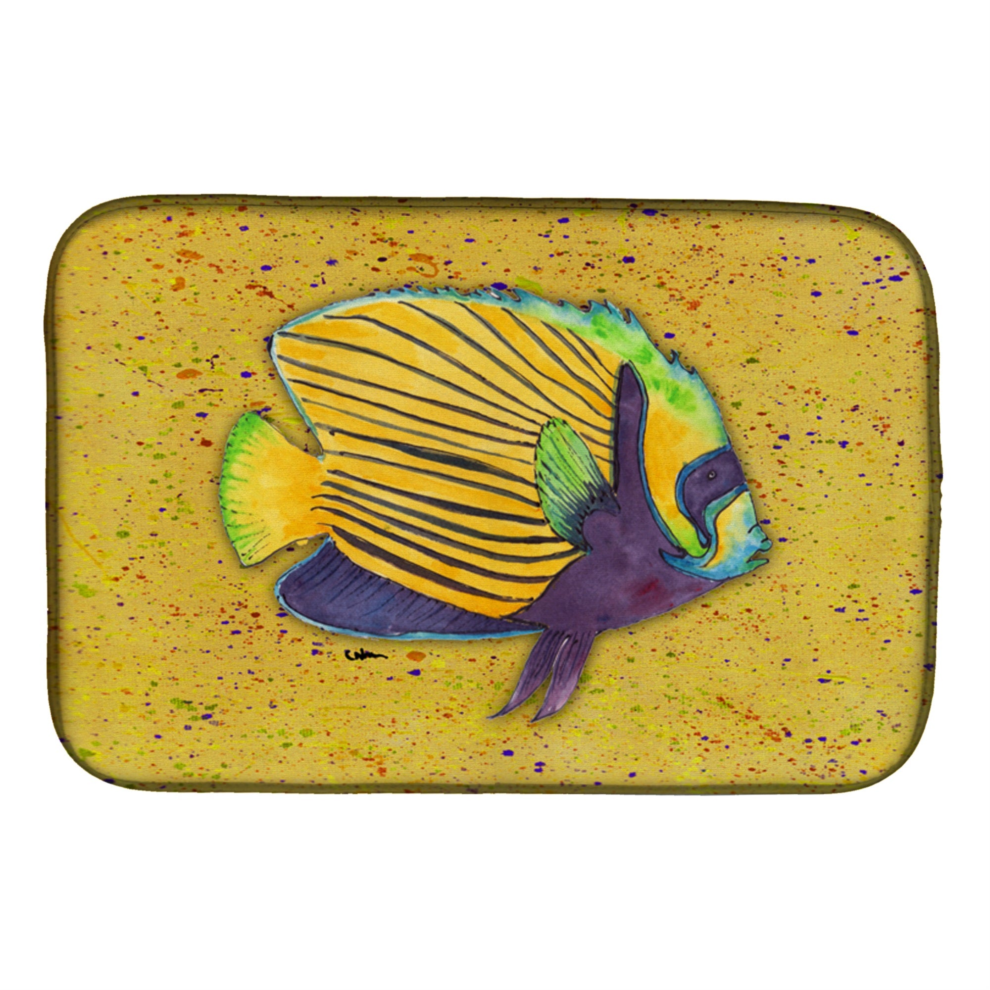 'Caroline'S Treasures Tropical Fish On Mustard Dish Drying Mat, 14'''' X 21'''', Multicolor''