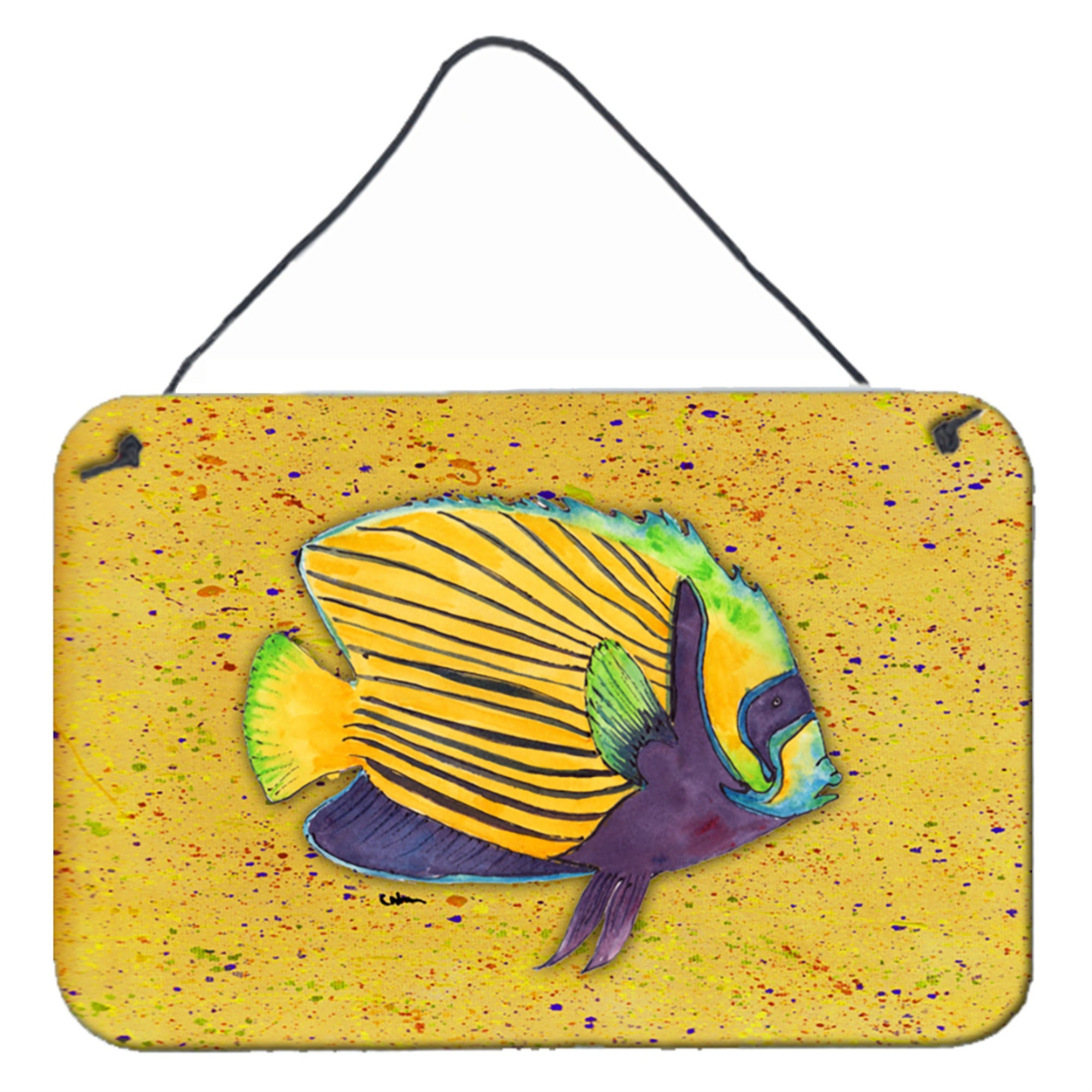 'Caroline'S Treasures Tropical Fish On Mustard Aluminum Metal Wall Or Door Hanging Prints, 8 X 12''''''