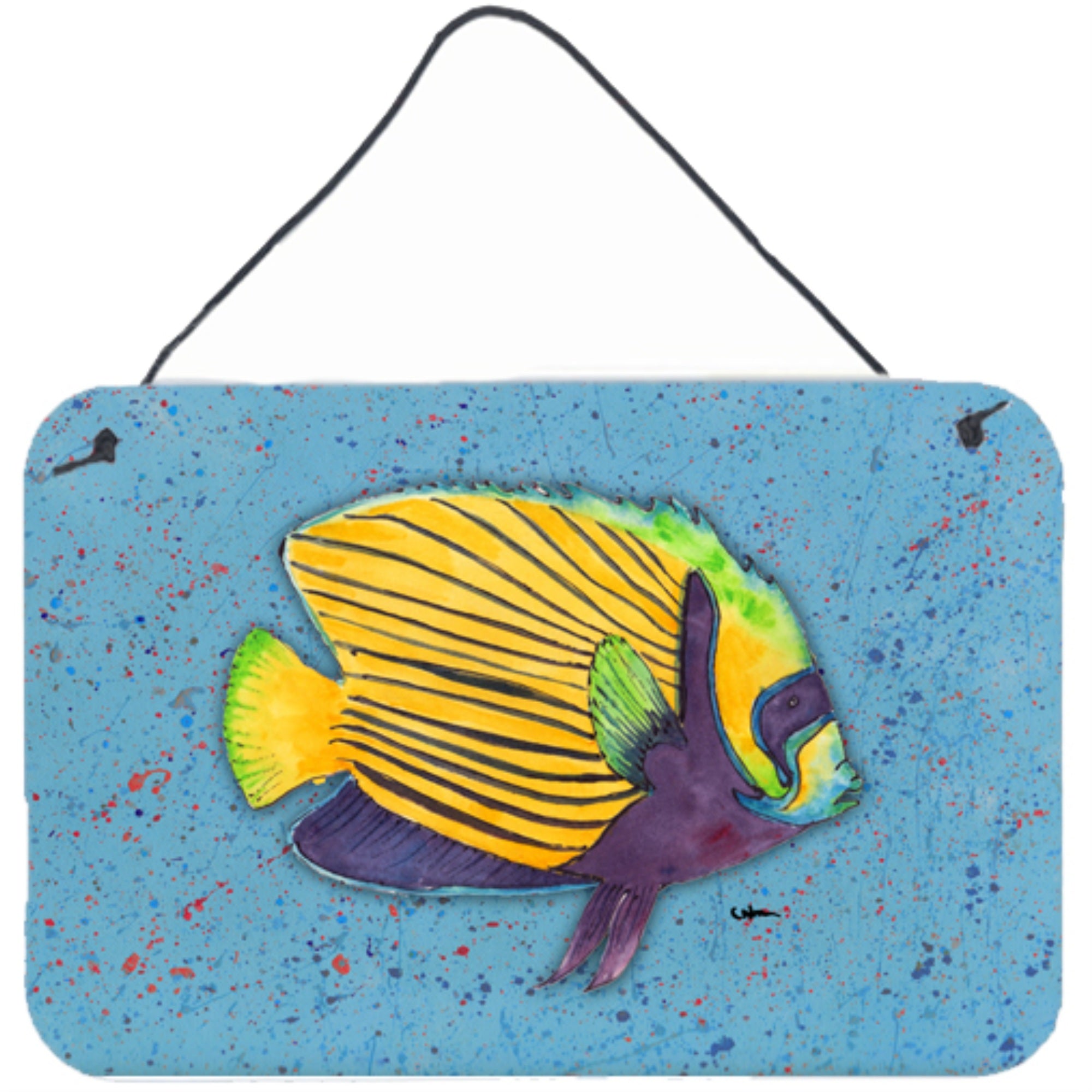 'Caroline'S Treasures 8579Ds812 Tropical Fish On Blue Aluminum Metal Wall Or Door Hanging Prints, 8 X 12''''''