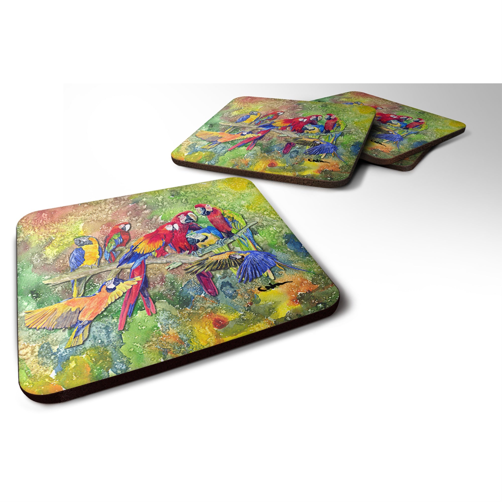 'Caroline'S Treasures 8600-2Fc Bird-Parrot Foam Coasters (Set Of 4), 3.5'''' H X 3.5'''' W, Multicolor''