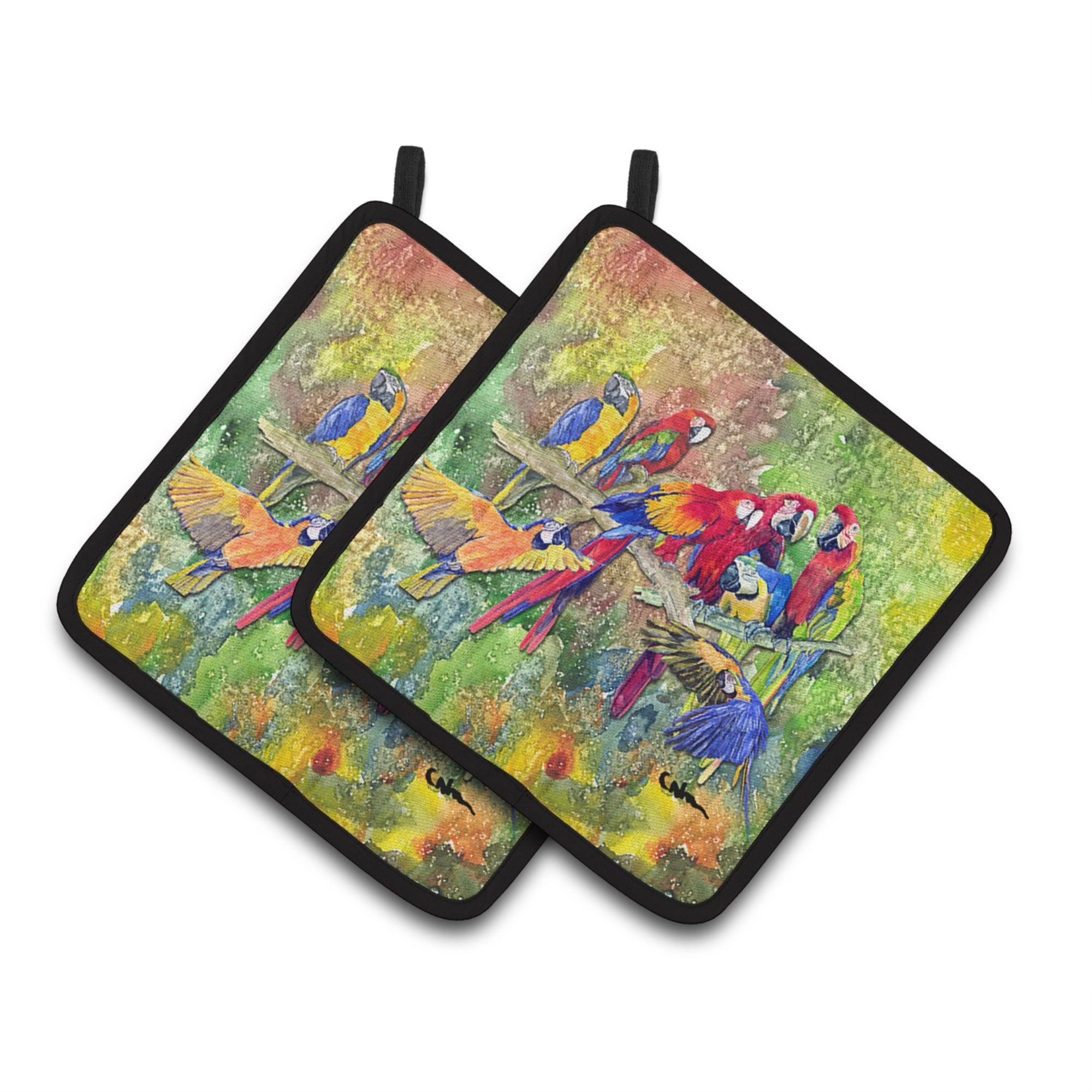 'Caroline'S Treasures Parrots Galore Pair Of Pot Holders 8600-2Pthd, 7.5Hx7.5W, Multicolor''