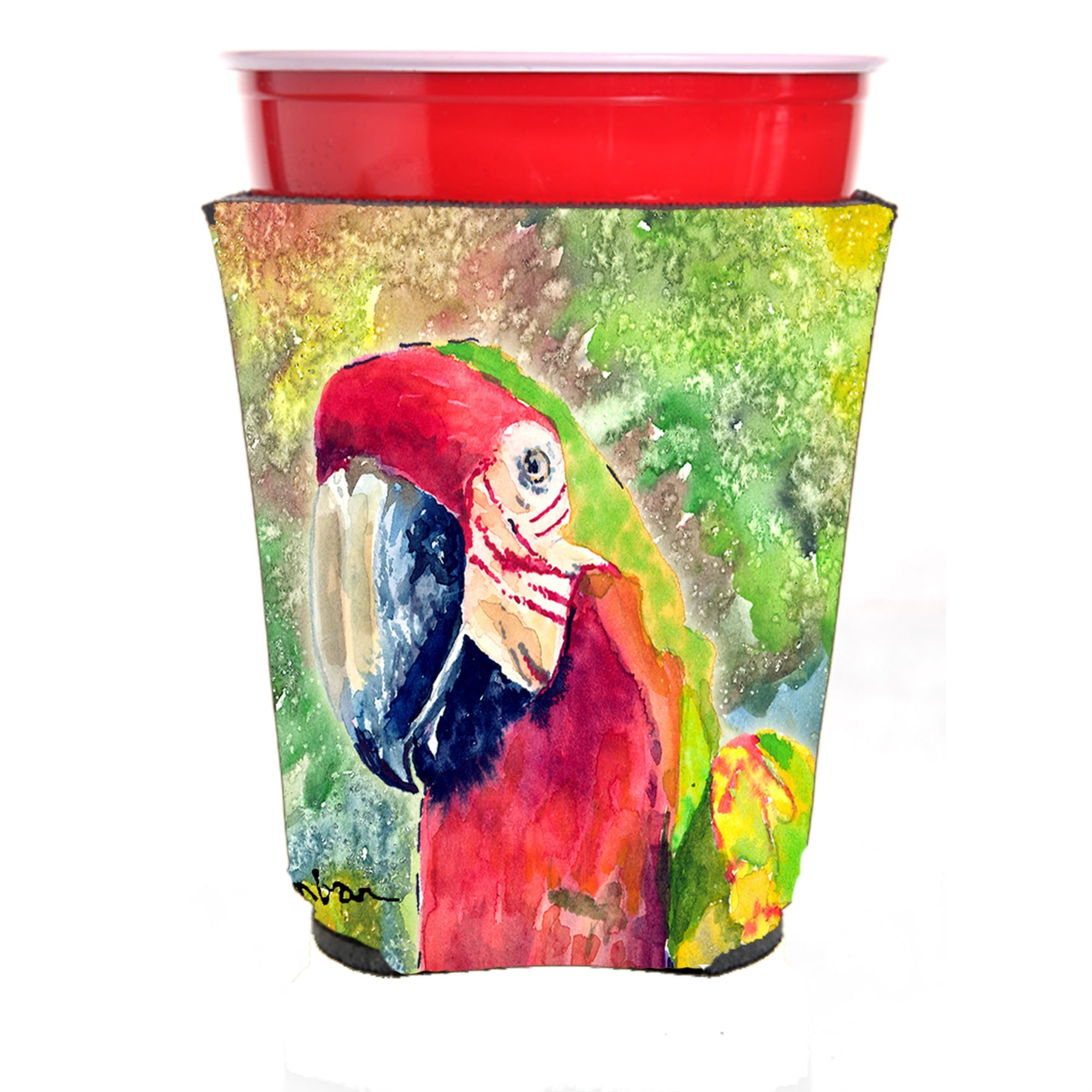 'Caroline'S Treasures 8601Rsc Parrot Head Red Solo Cup Hugger, Multicolor''