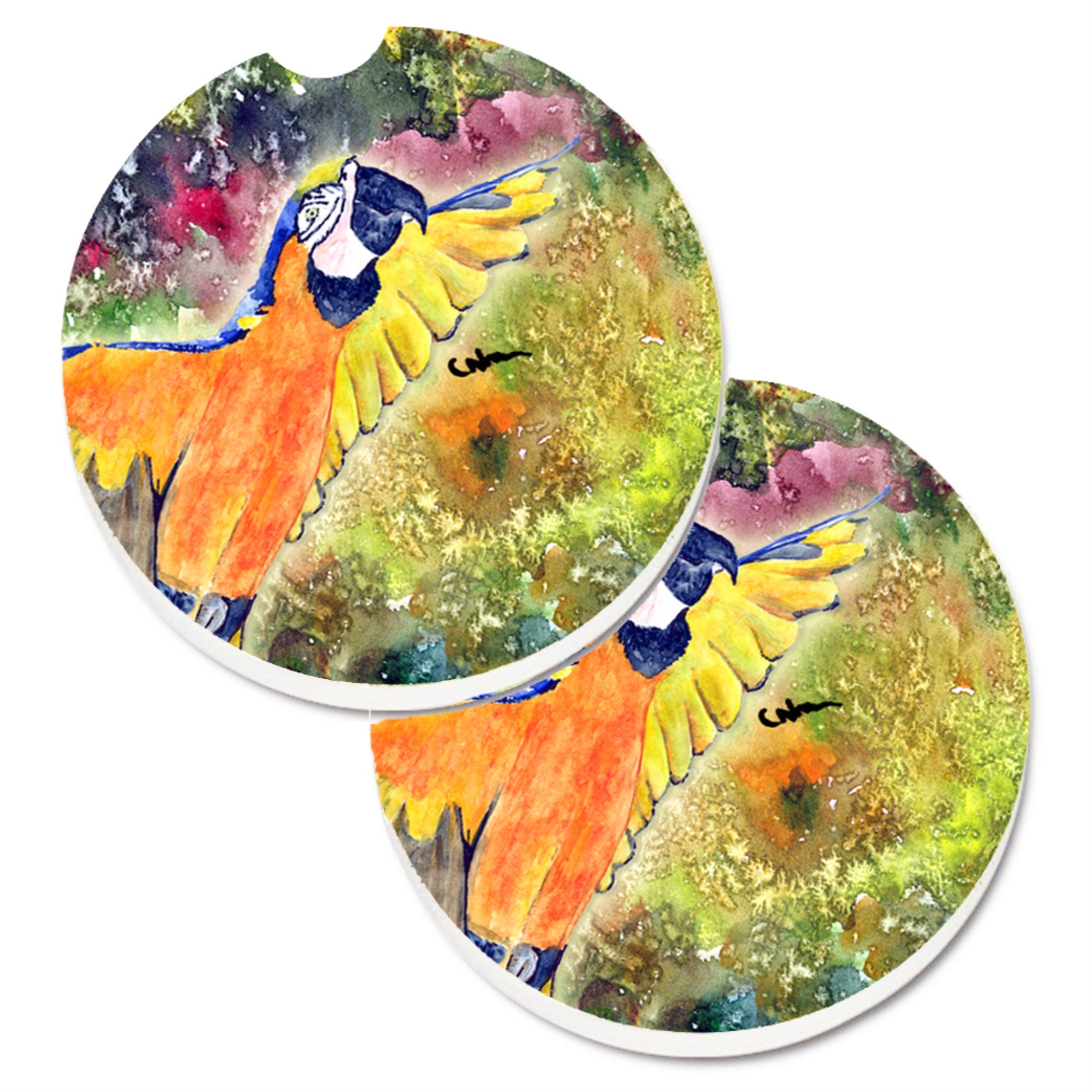 'Caroline'S Treasures Parrot Head Set Of 2 Cup Holder Car Coasters 8602Carc, 2.56, Multicolor''