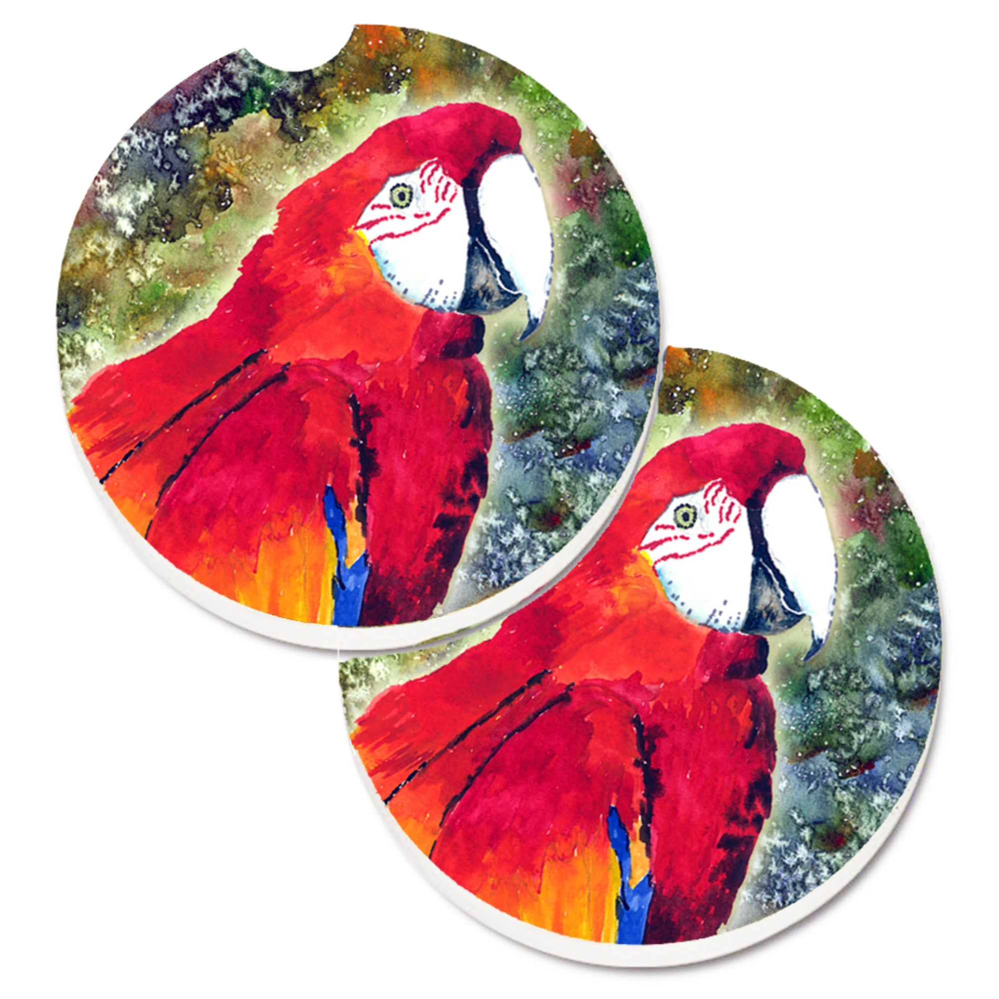 'Caroline'S Treasures Parrot Head Set Of 2 Cup Holder Car Coasters 8603Carc, 2.56, Multicolor''