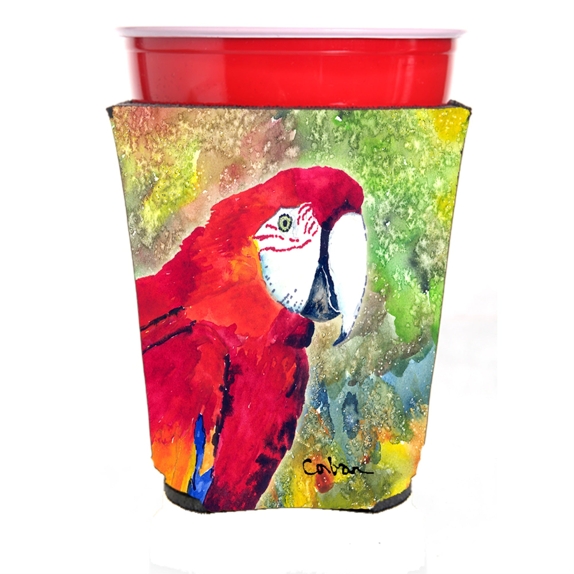 'Caroline'S Treasures 8603Rsc Parrot Head Red Solo Cup Hugger, Multicolor''