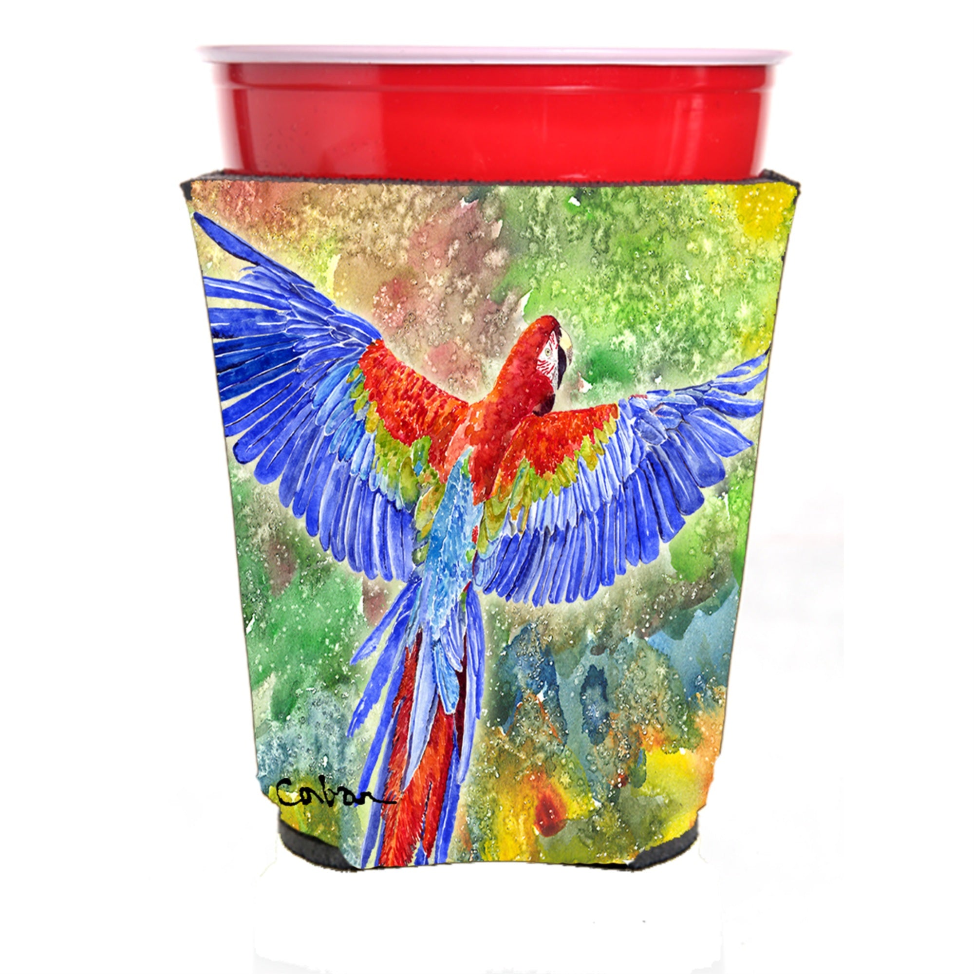 'Caroline'S Treasures 8604Rsc Parrot Red Solo Cup Hugger, Multicolor''