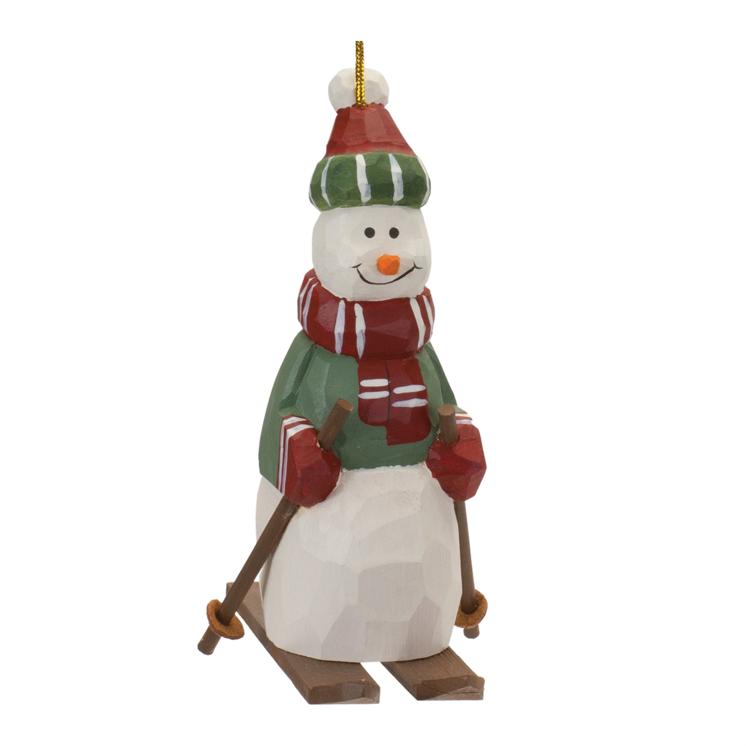 Snowman on Skis Ornament (Set of 6) 9.75H Wood