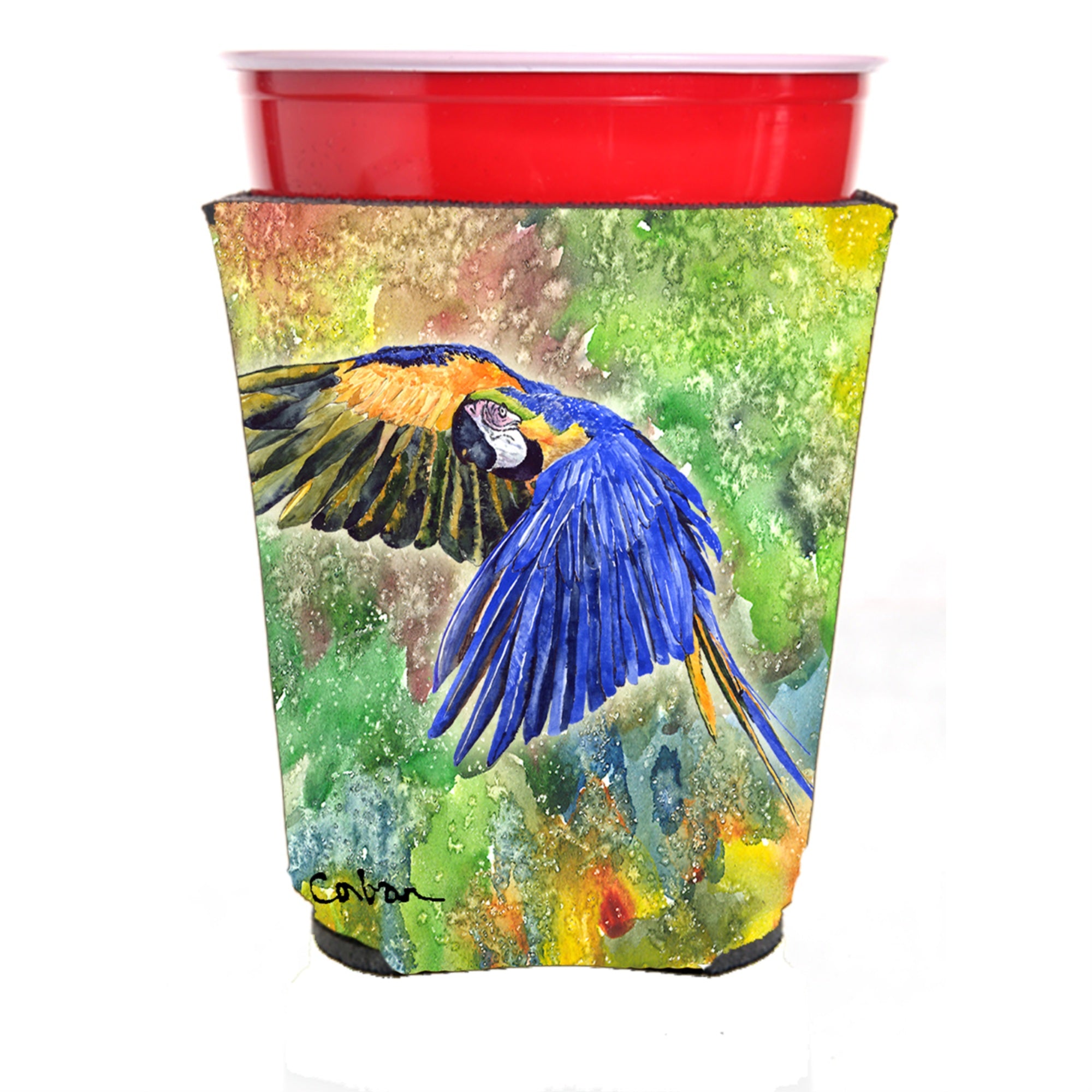 'Caroline'S Treasures 8605Rsc Parrot Red Solo Cup Hugger, Multicolor''