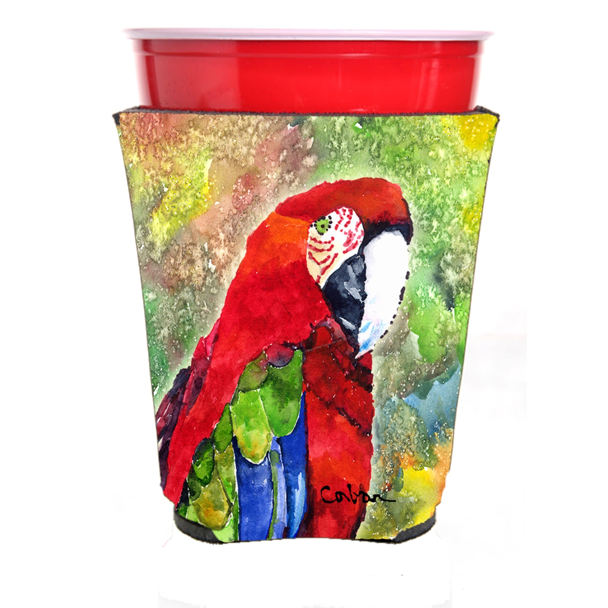 'Caroline'S Treasures 8606Rsc Parrot Red Solo Cup Hugger, Multicolor''
