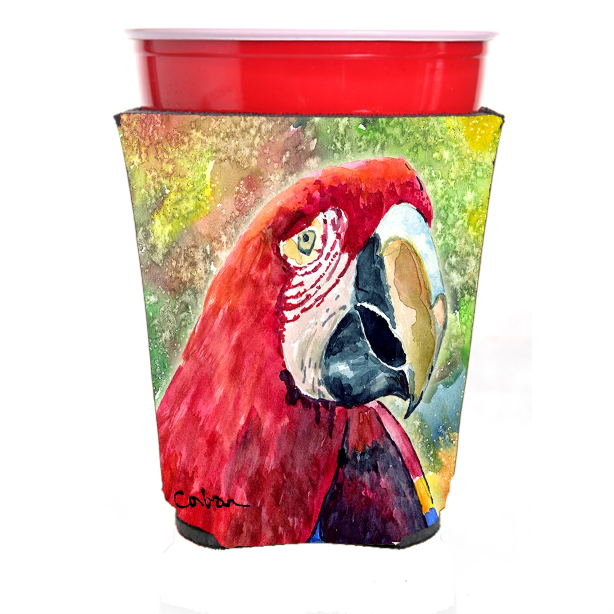 'Caroline'S Treasures 8607Rsc Parrot Red Solo Cup Hugger, Multicolor''