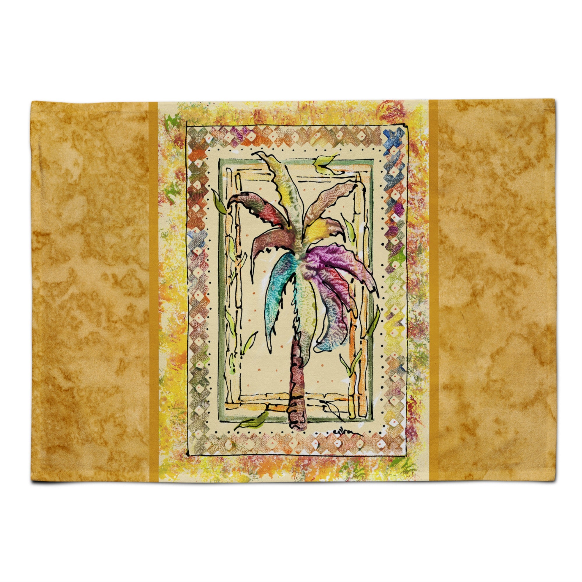 'Caroline'S Treasures 8614Plmt Palm Tree Fabric Placemat, Multicolor''