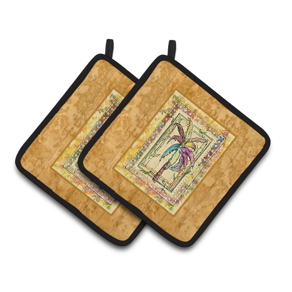 'Caroline'S Treasures Palm Tree Pair Of Pot Holders 8614Pthd, 7.5Hx7.5W, Multicolor''