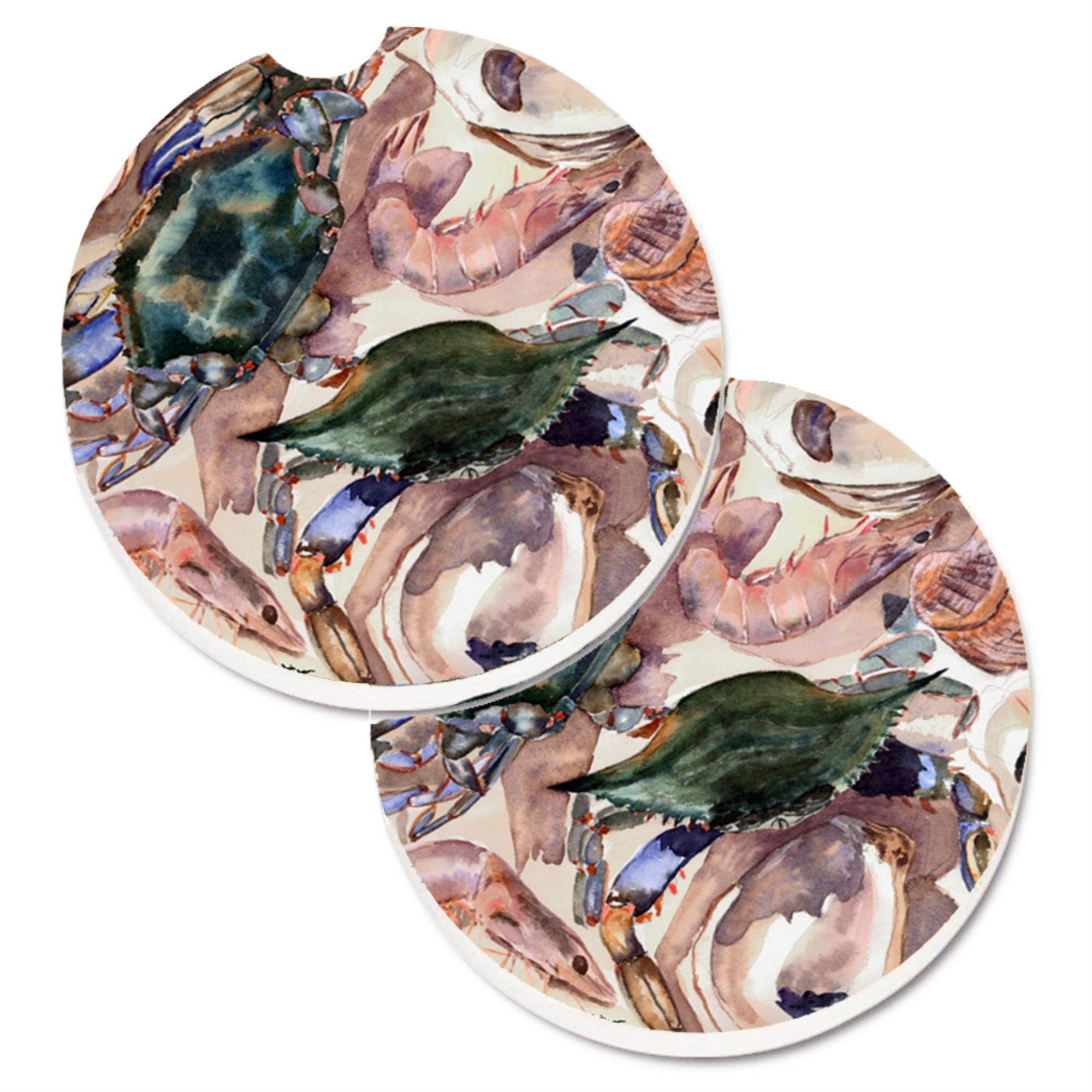 'Caroline'S Treasures Crab Set Of 2 Cup Holder Car Coasters 8618Carc, 2.56, Multicolor''