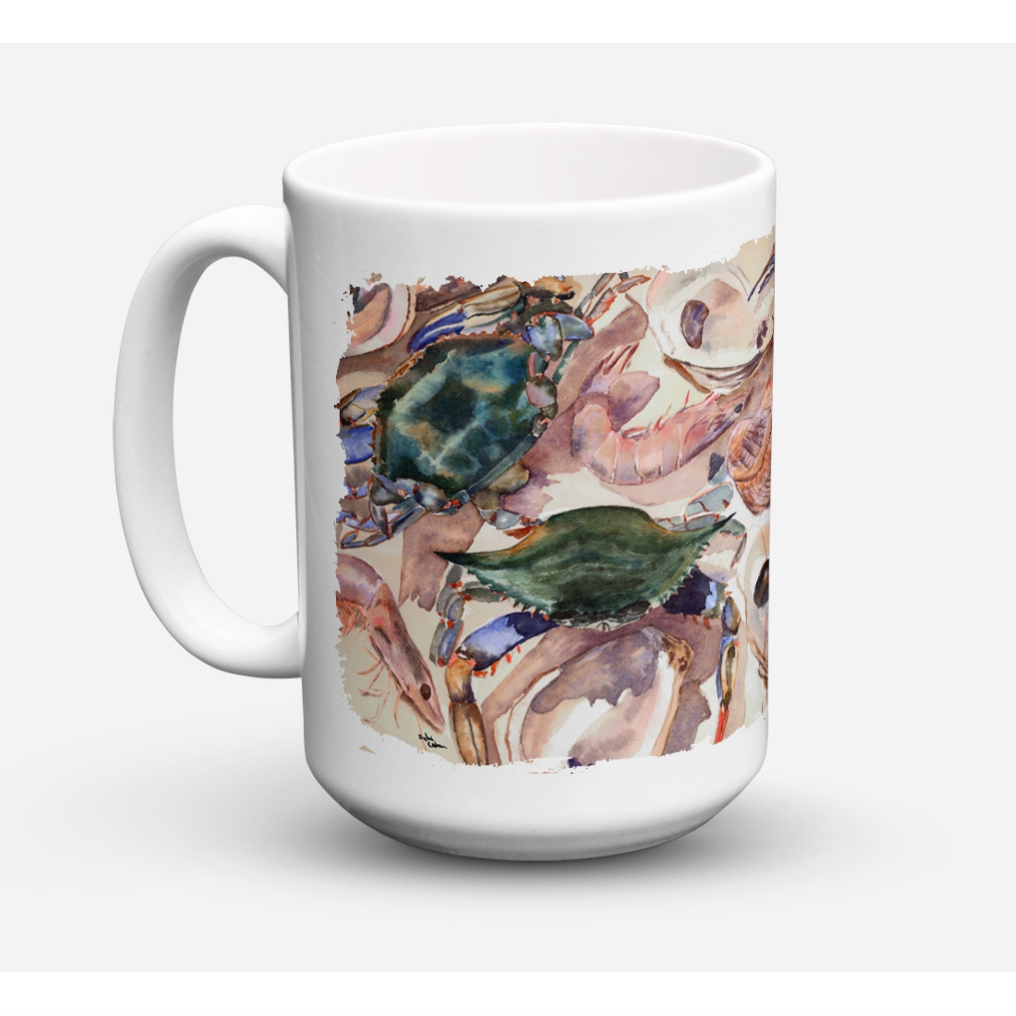 'Caroline's Treasures 8618CM15 Crab Dishwasher Safe Microwavable Ceramic Coffee Mug, 15 oz, Multicolor''