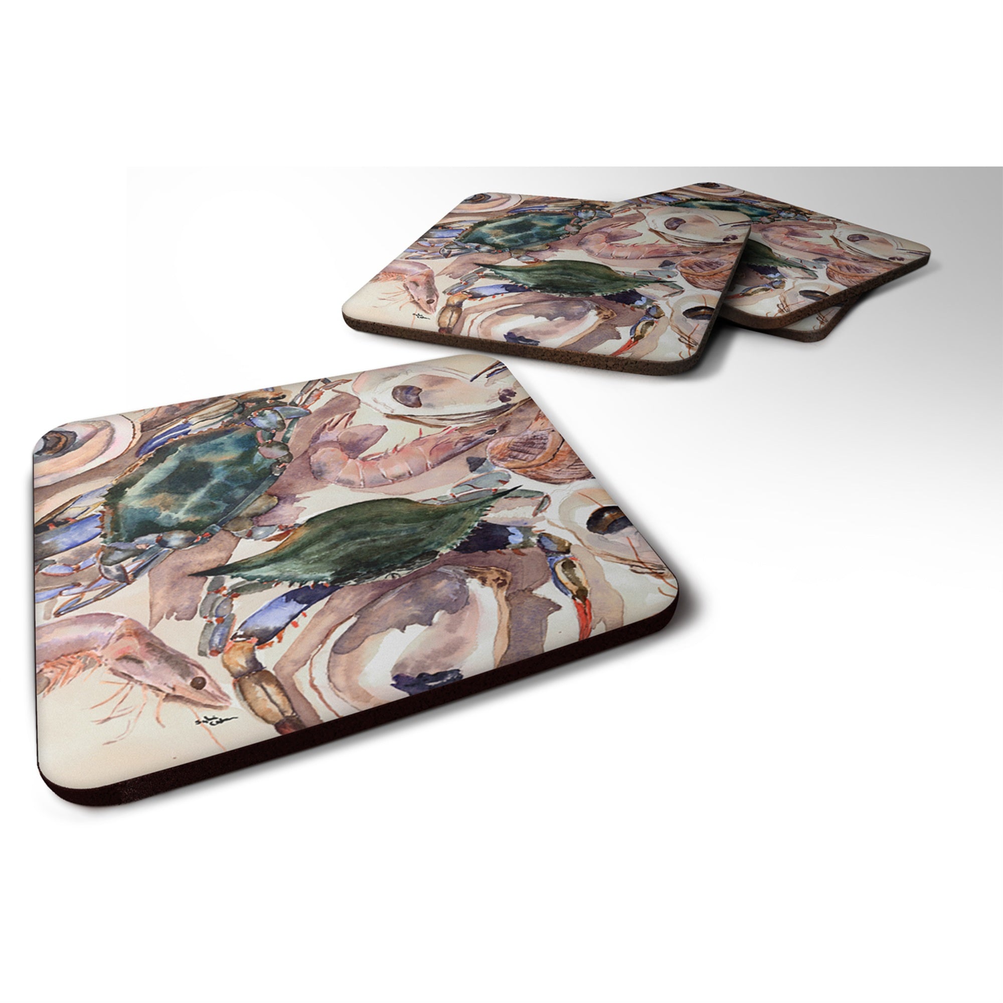 'Caroline'S Treasures 8618Fc Crab Foam Coasters (Set Of 4), 3.5'''' H X 3.5'''' W, Multicolor''