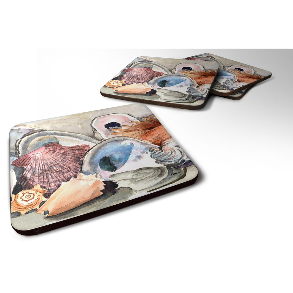 'Caroline'S Treasures 8619Fc Sea Shells Foam Coasters (Set Of 4), 3.5'''' H X 3.5'''' W, Multicolor''