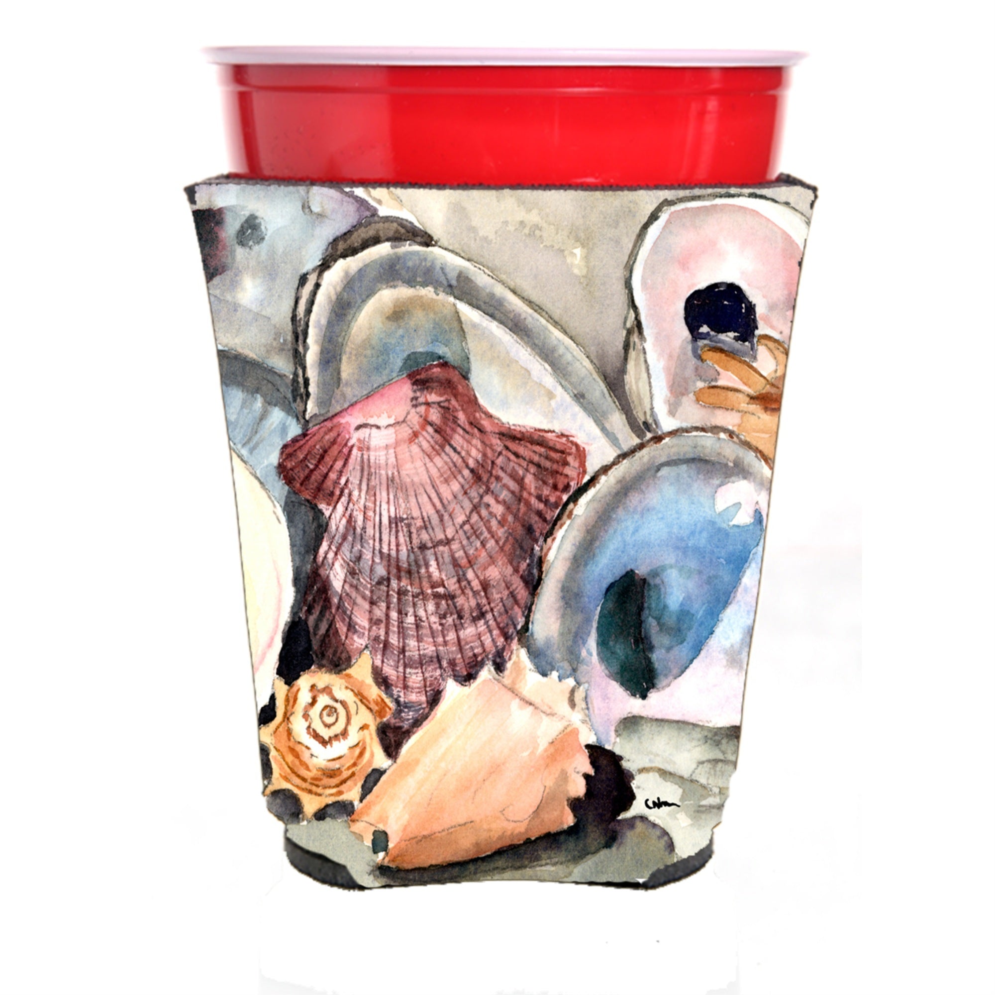 Sea Shells  Red Solo Cup Beverage Insulator Hugger