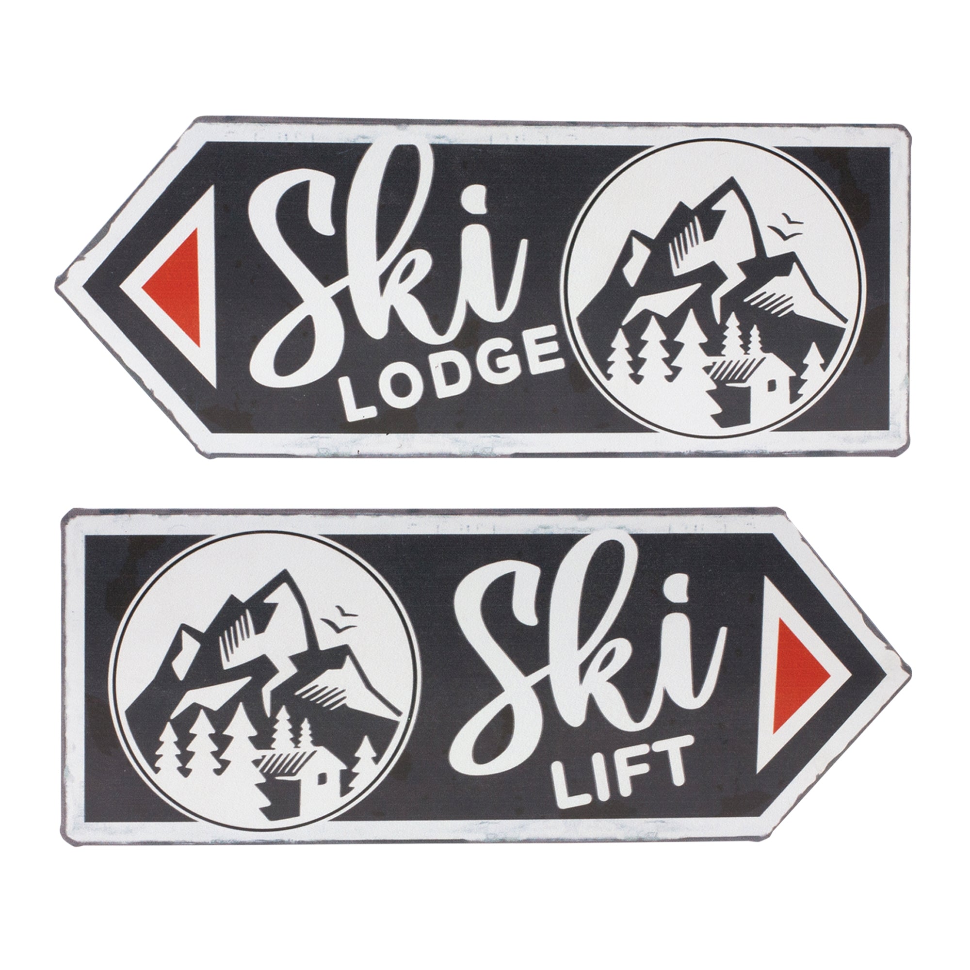 Ski Lift and Lodge Arrow Sign (Set of 6) 11.75L x 4.75H Tin