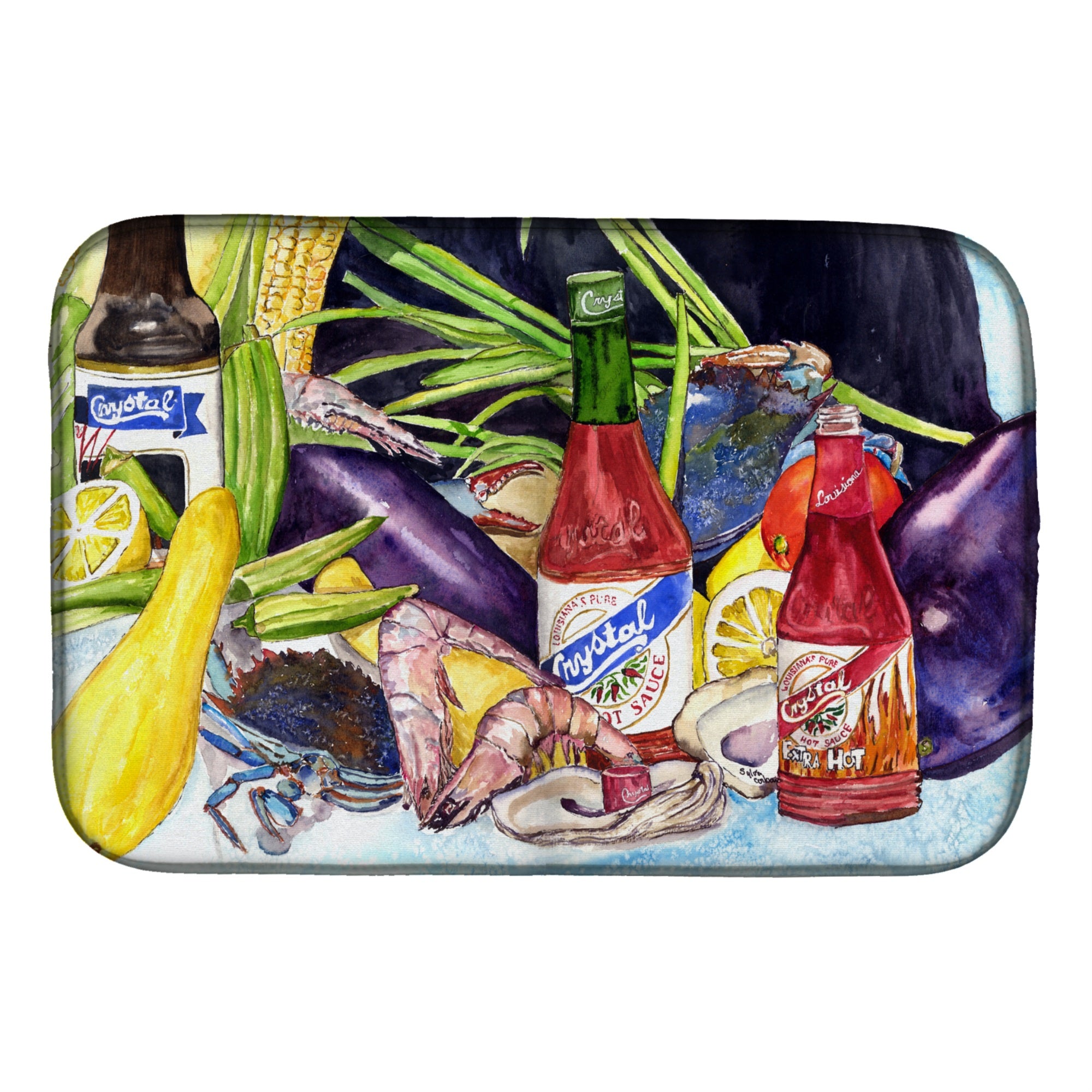 'Caroline'S Treasures Crystal Hot Sauce With Seafood Dish Drying Mat, 14'''' X 21'''', Multicolor''