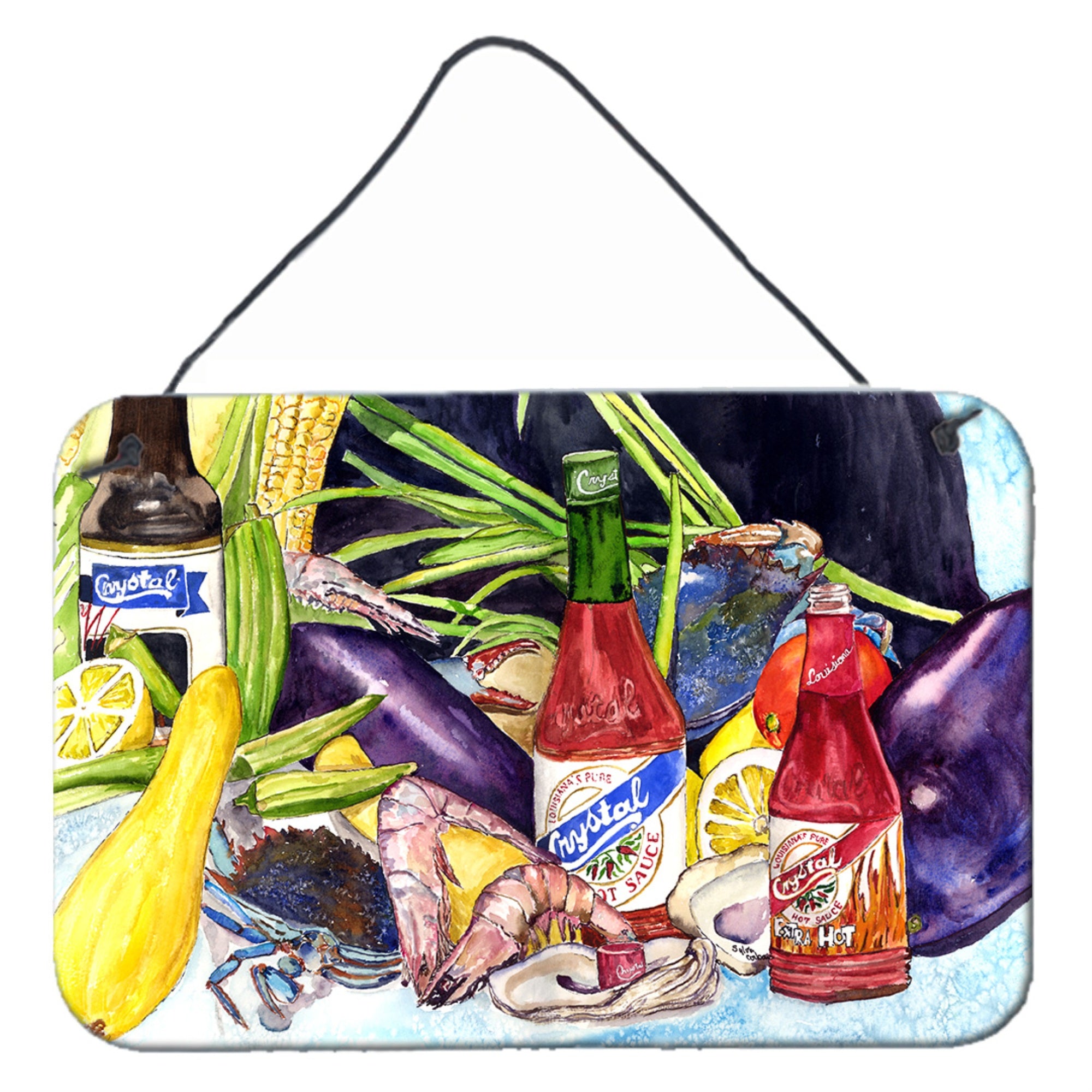 'Caroline'S Treasures 8637Ds812 Crystal Hot Sauce With Seafood Wall Or Door Hanging Prints, 8 X 12'''', Multicolor''