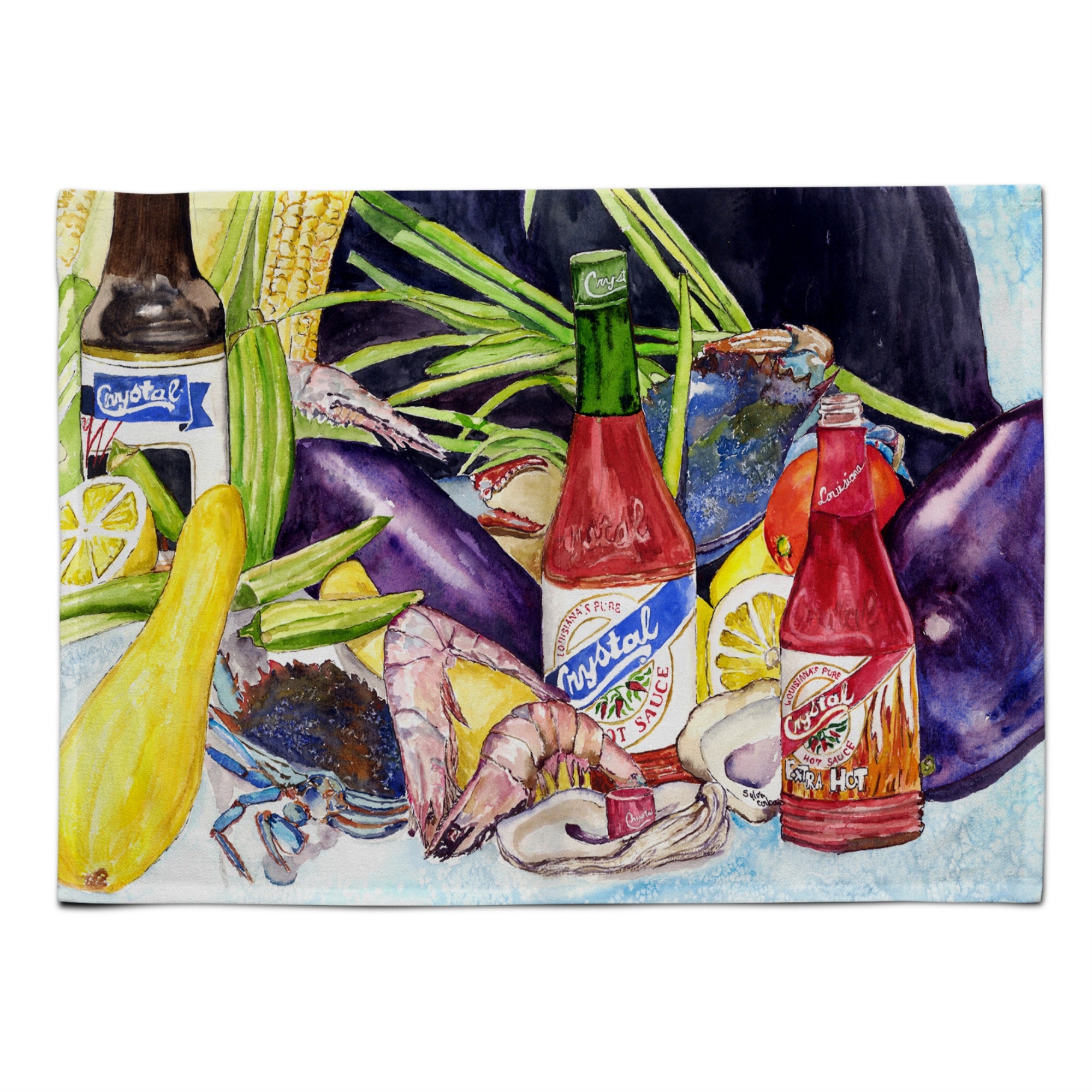 'Caroline'S Treasures 8637Plmt Crystal Hot Sauce With Seafood Fabric Placemat, Multicolor''