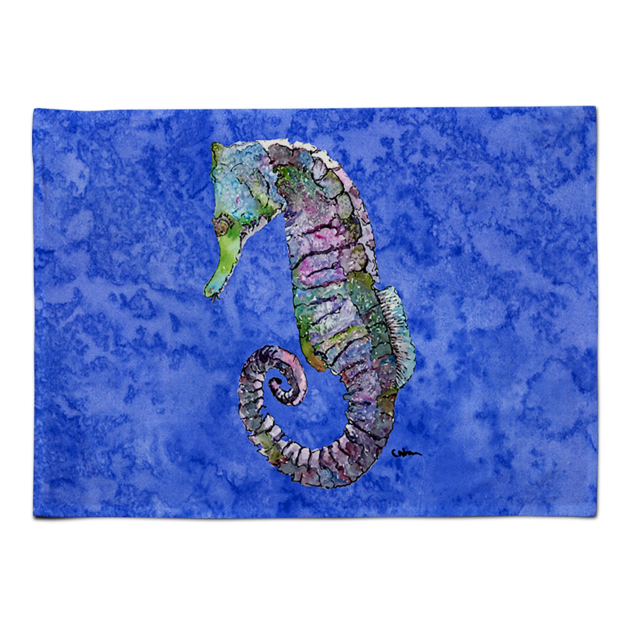 'Caroline'S Treasures 8639Plmt Seahorse Fabric Placemat, Multicolor''