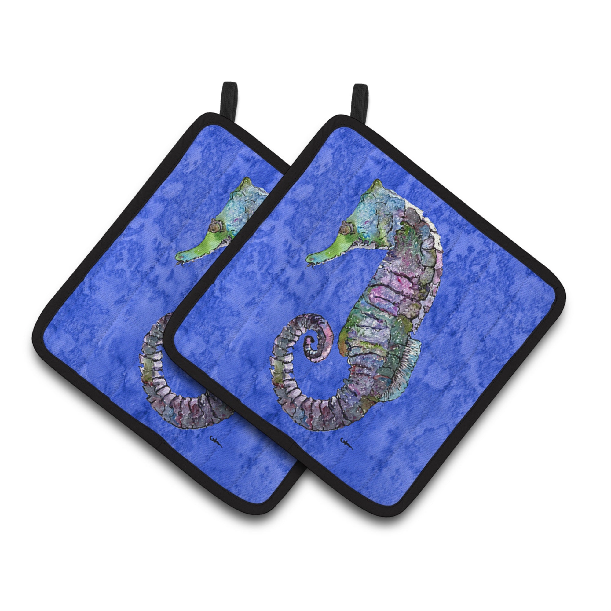 'Caroline'S Treasures Seahorse Pair Of Pot Holders 8639Pthd, 7.5Hx7.5W, Multicolor''