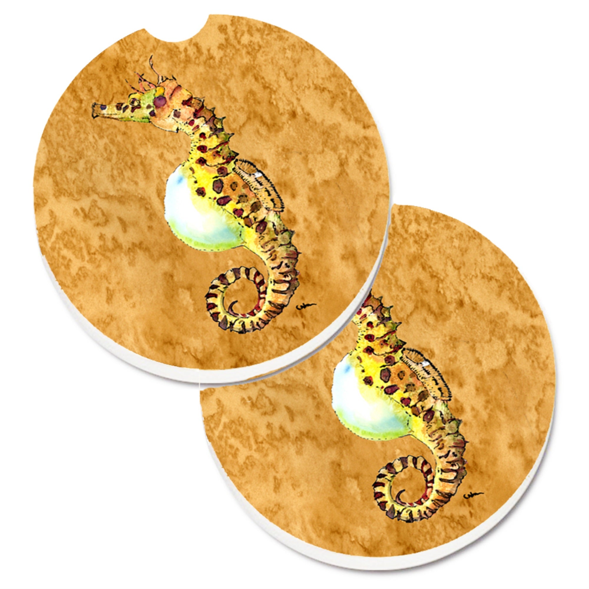 'Caroline'S Treasures Seahorse Set Of 2 Cup Holder Car Coasters 8640Carc, 2.56, Multicolor''