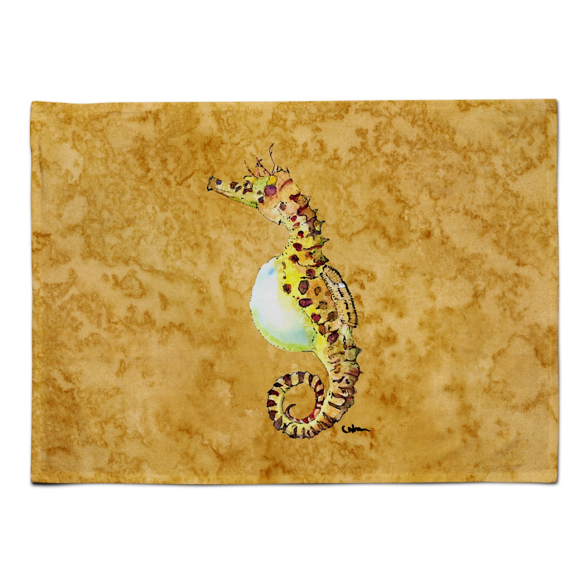 'Caroline'S Treasures 8640Plmt Seahorse Fabric Placemat, Multicolor''