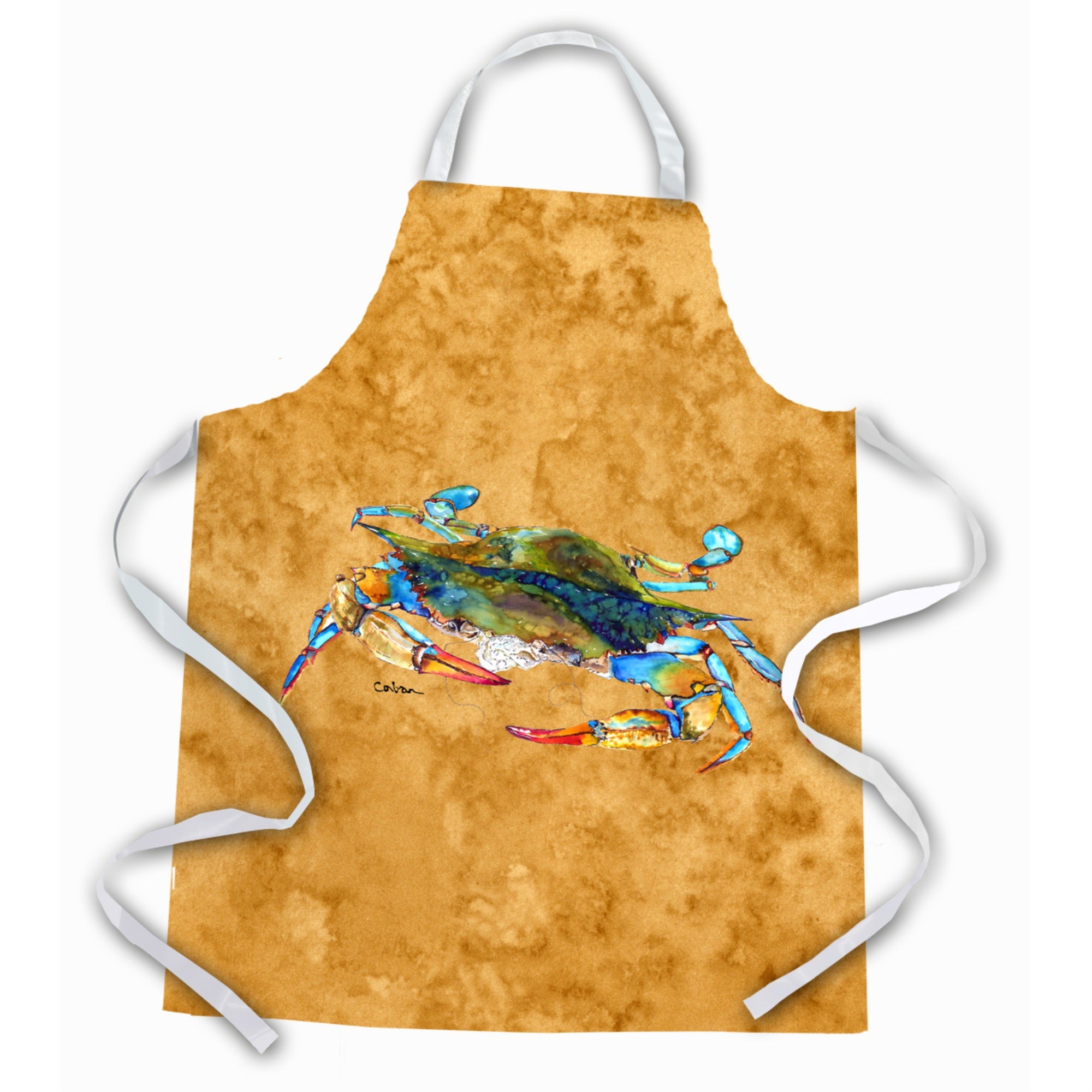'Caroline'S Treasures 8655Apron Blue Crab On Gold Apron, Large, Multicolor''