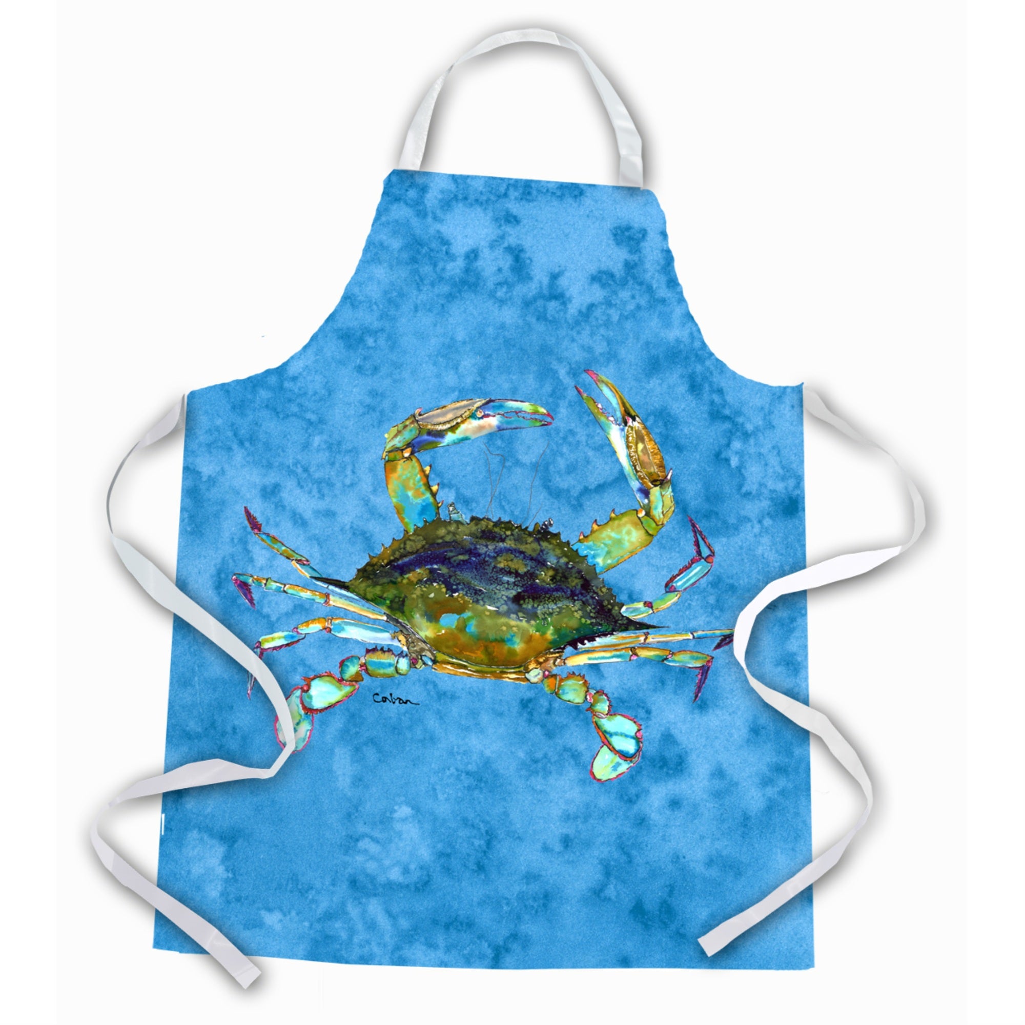'Caroline'S Treasures 8656Apron Blue Crab On Blue Apron, Large, Multicolor''