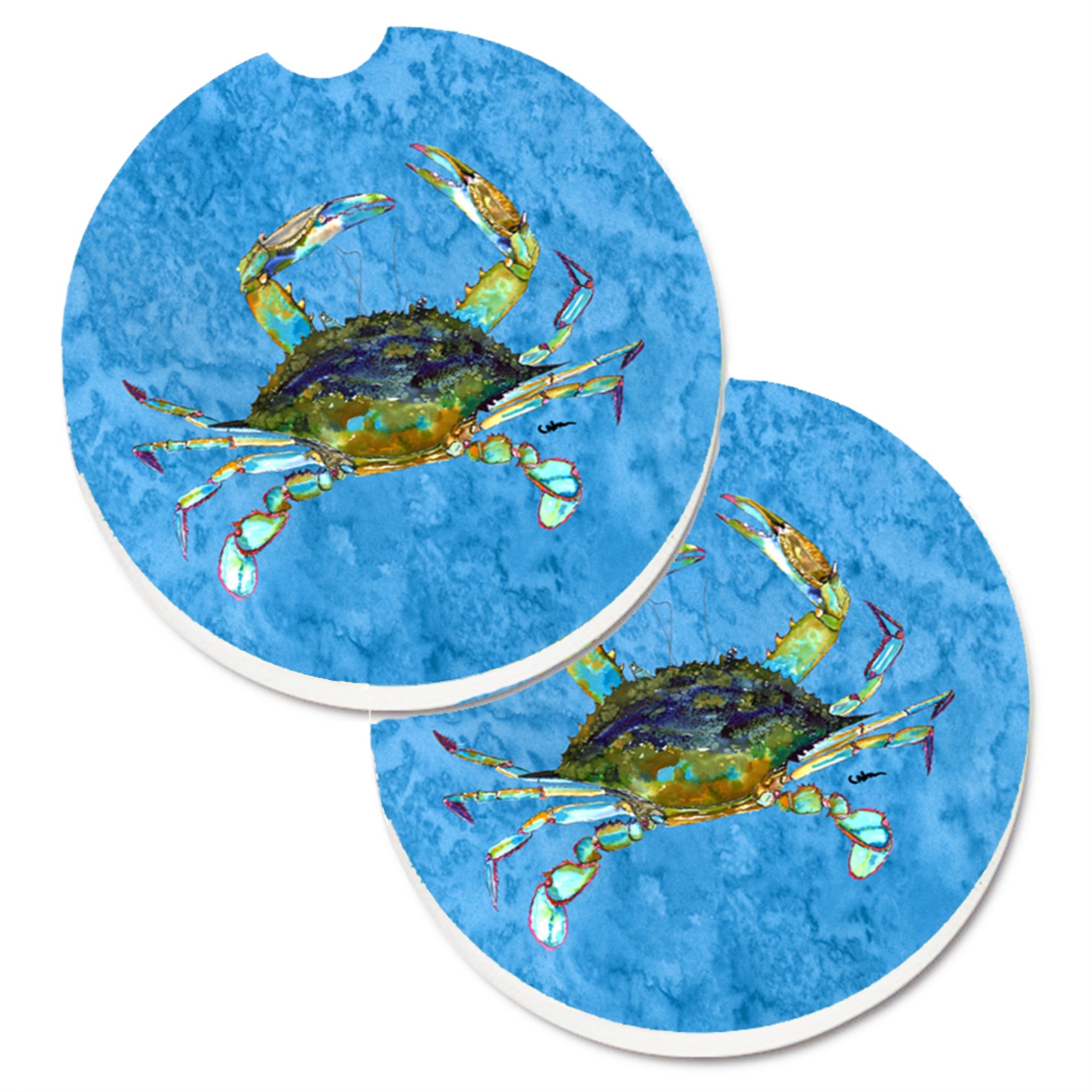 'Caroline'S Treasures Crab Set Of 2 Cup Holder Car Coasters 8656Carc, 2.56, Multicolor''