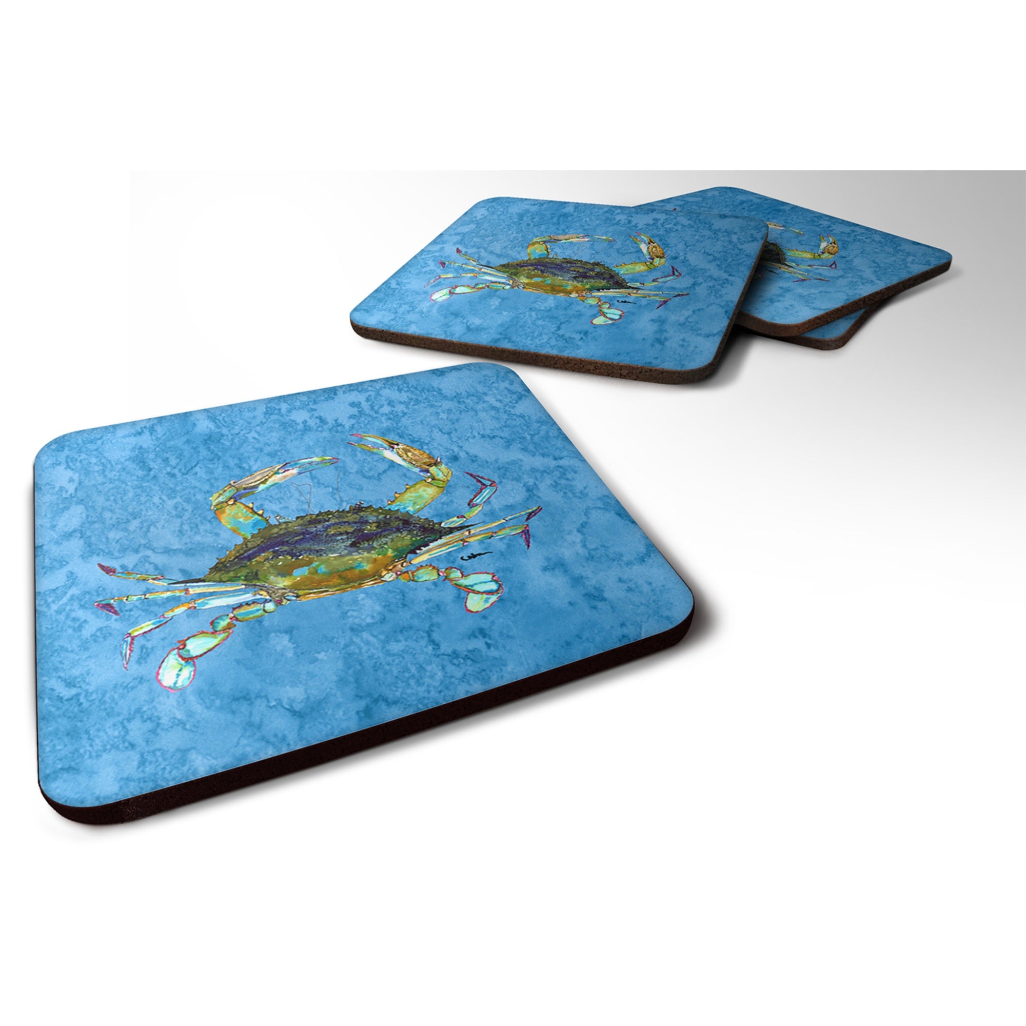 'Caroline'S Treasures 8656Fc Crab Foam Coasters (Set Of 4), 3.5'''' H X 3.5'''' W, Multicolor''