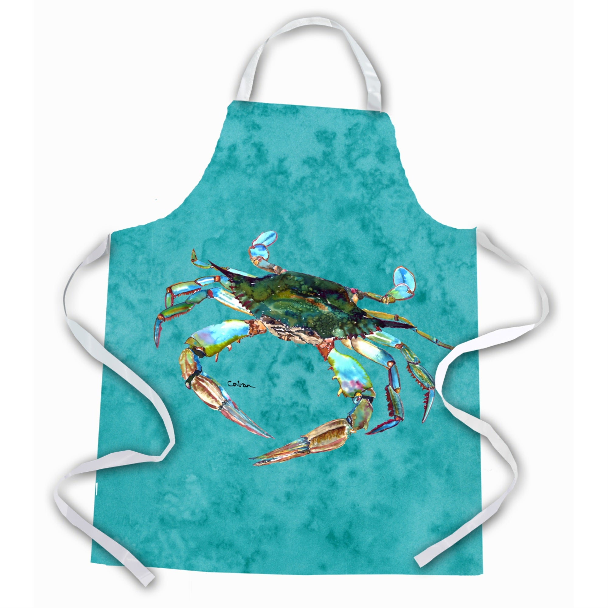 'Caroline'S Treasures 8657Apron Blue Crab On Teal Apron, Large, Multicolor''