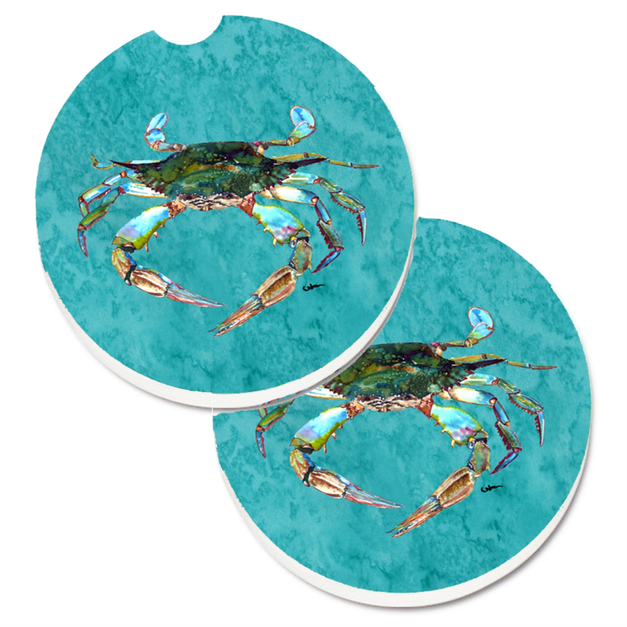 'Caroline'S Treasures Crab Set Of 2 Cup Holder Car Coasters 8657Carc, 2.56, Multicolor''