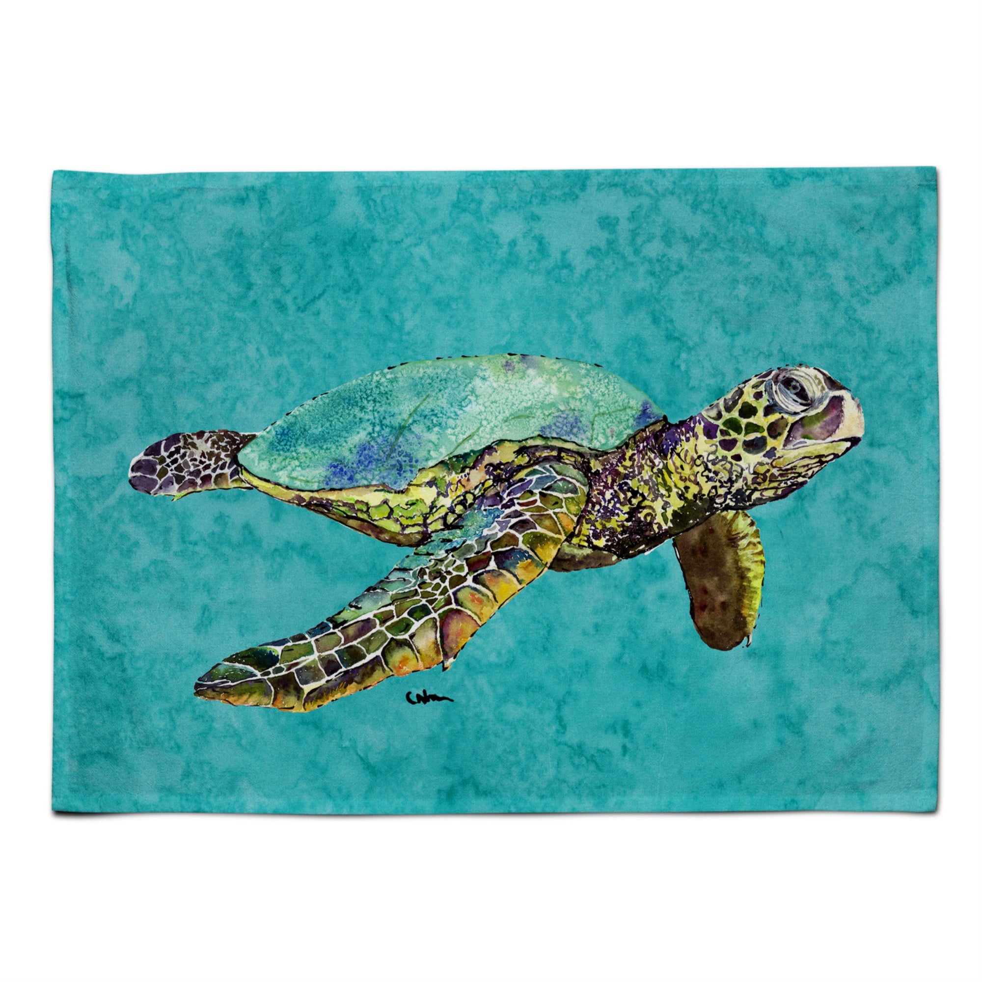 'Caroline'S Treasures 8659Plmt Turtle Swimming Fabric Placemat, Multicolor''