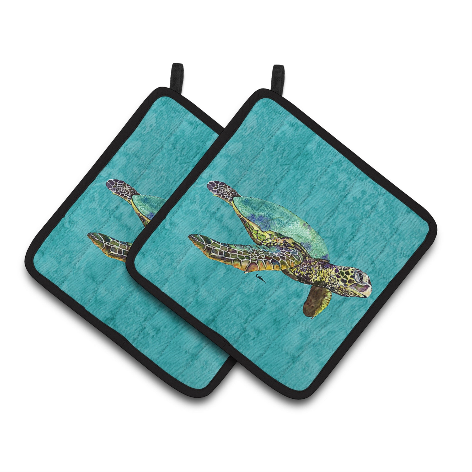 'Caroline'S Treasures Turtle Pair Of Pot Holders 8659Pthd, 7.5Hx7.5W, Multicolor''