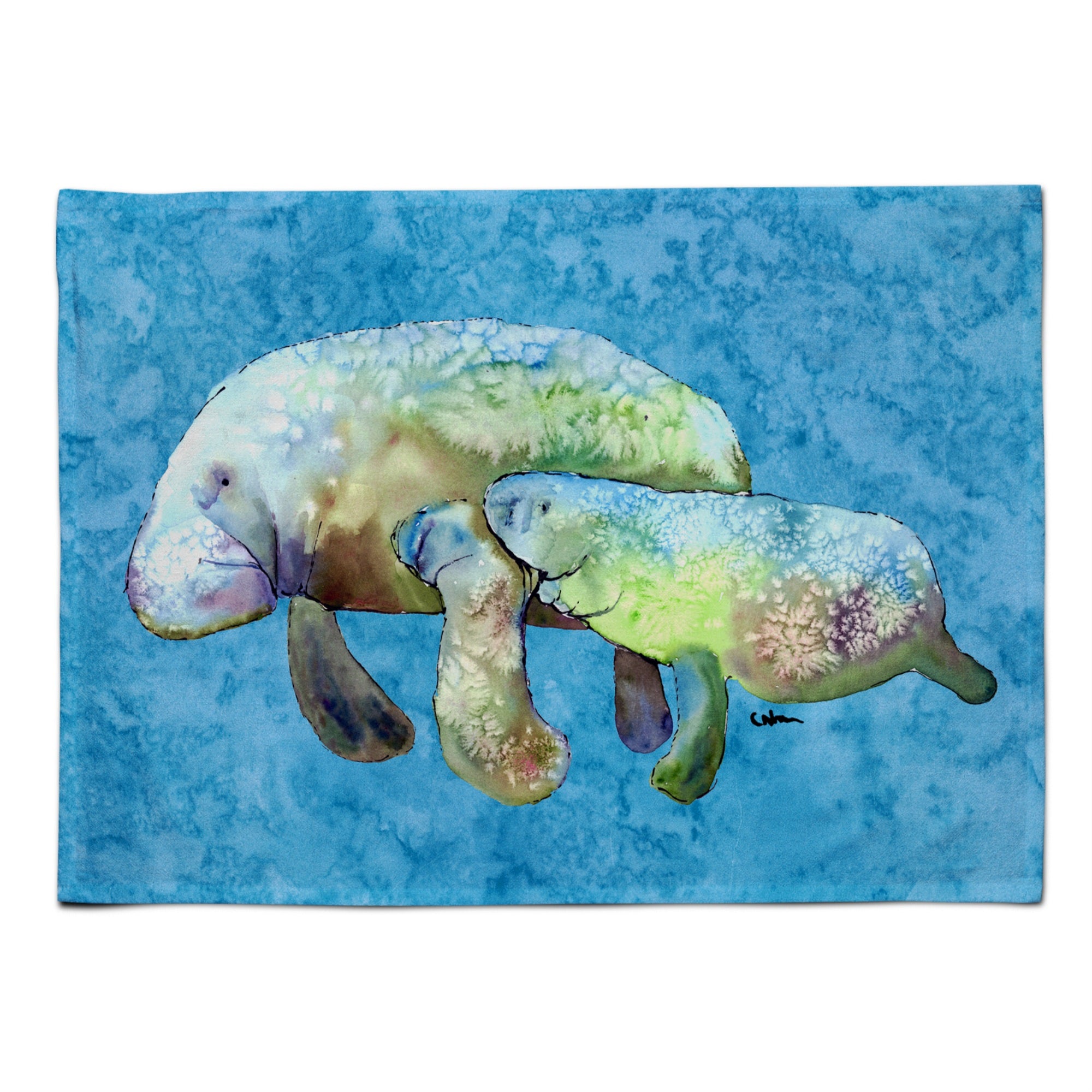 'Caroline'S Treasures 8660Plmt Manatee Fabric Placemat, Multicolor''